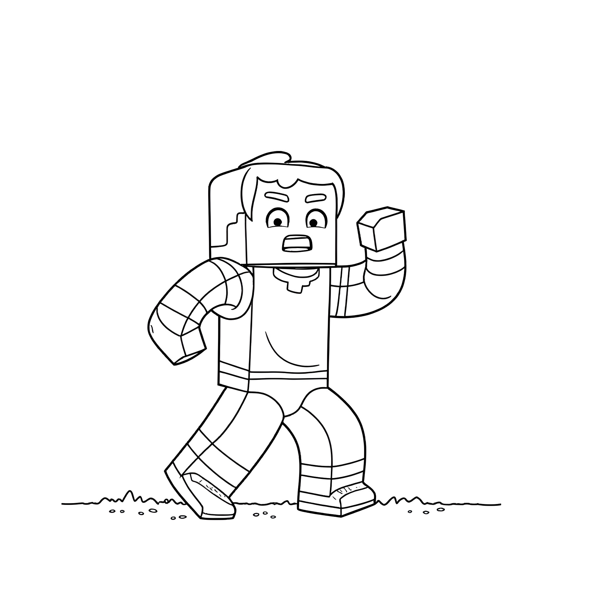 Steve dancing happily in the park Coloring Page (free black-and-white line drawing printable PDF for all, from beginners to advanced learners, including children, teens, adults, and seniors)