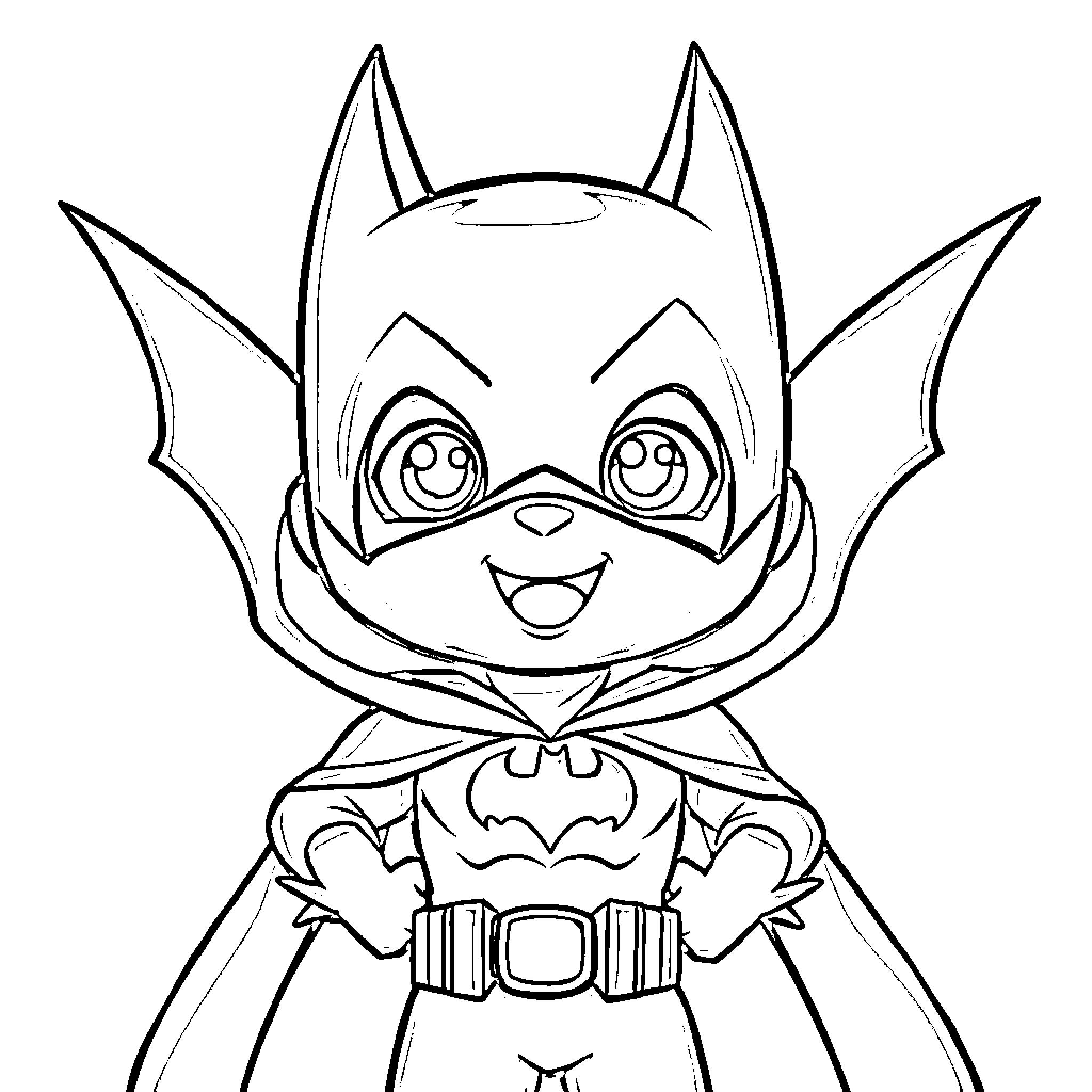 Bluey as a Cheerful Superhero Coloring Page (free black-and-white line drawing printable PDF for all, from beginners to advanced learners, including children, teens, adults, and seniors)