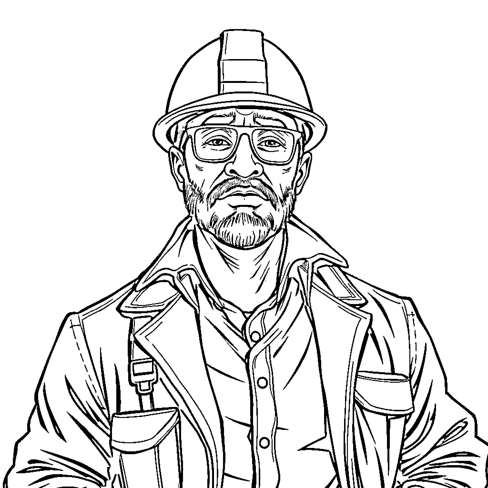 Supervisor overseeing construction project Coloring Page (free black-and-white line drawing printable PDF for all, from beginners to advanced learners, including children, teens, adults, and seniors)