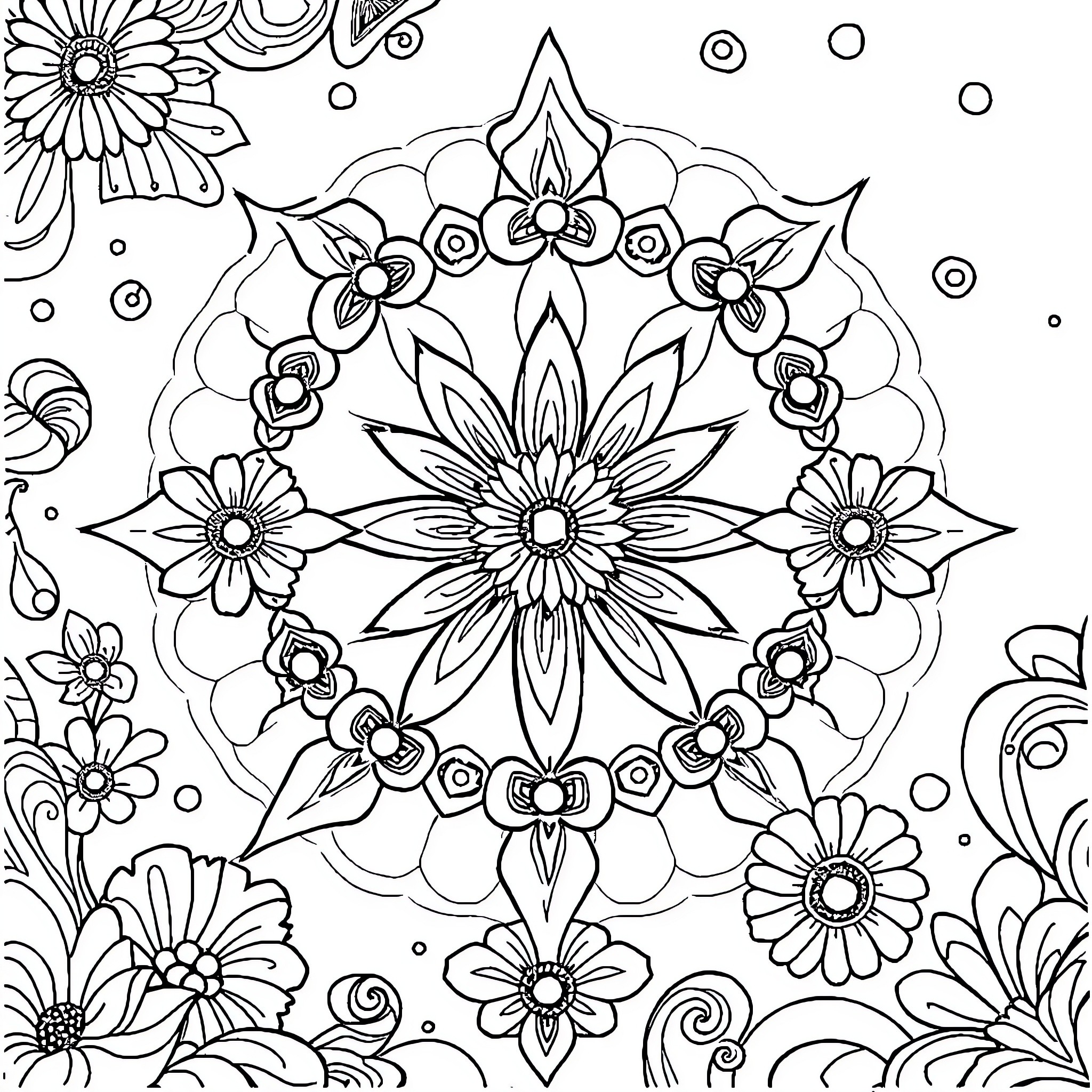 Notebook of Floral Patterns and Designs Coloring Page (free black-and-white line drawing printable PDF for all, from beginners to advanced learners, including children, teens, adults, and seniors)