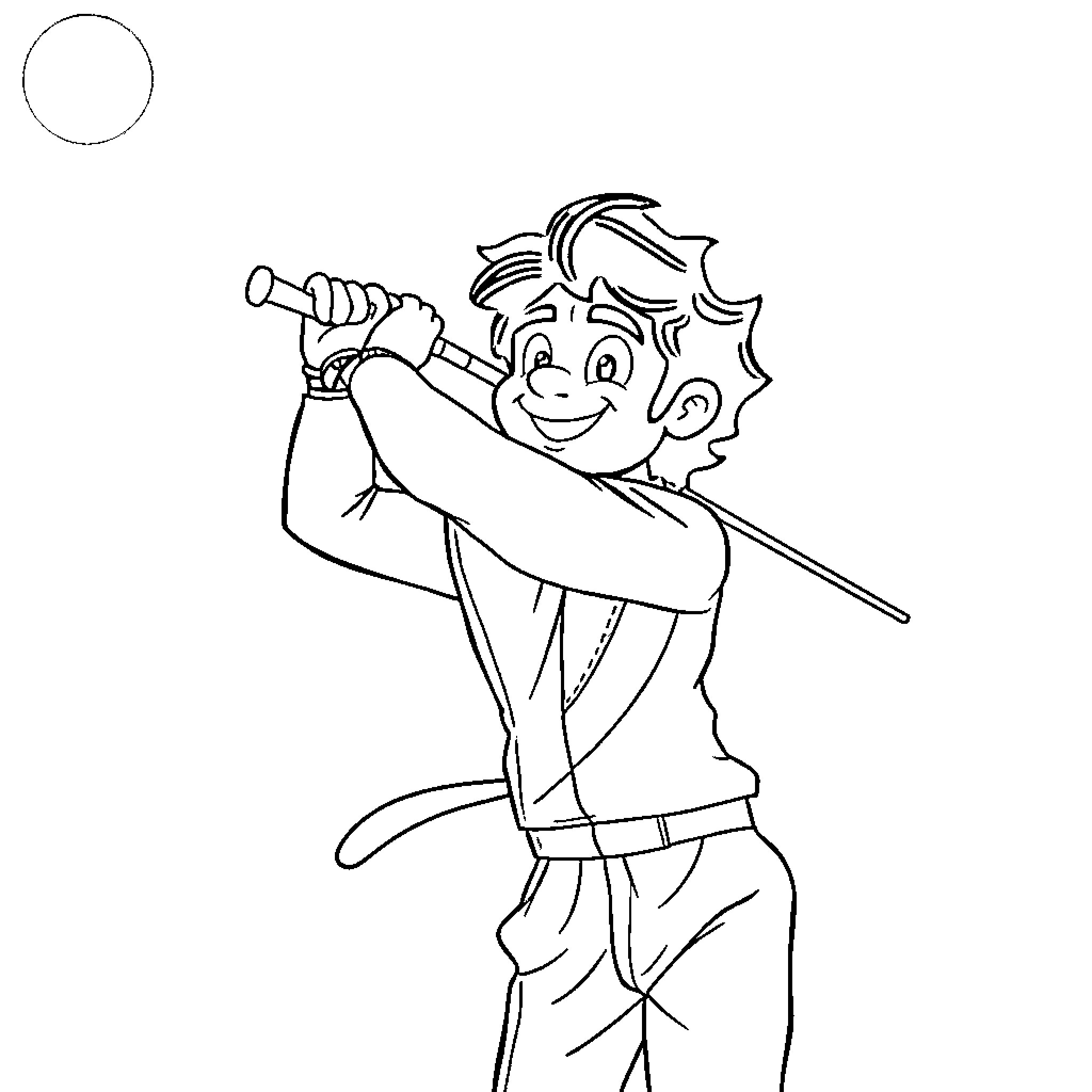 Shaktimaan in heroic action pose Coloring Page (free black-and-white line drawing printable PDF for all, from beginners to advanced learners, including children, teens, adults, and seniors)