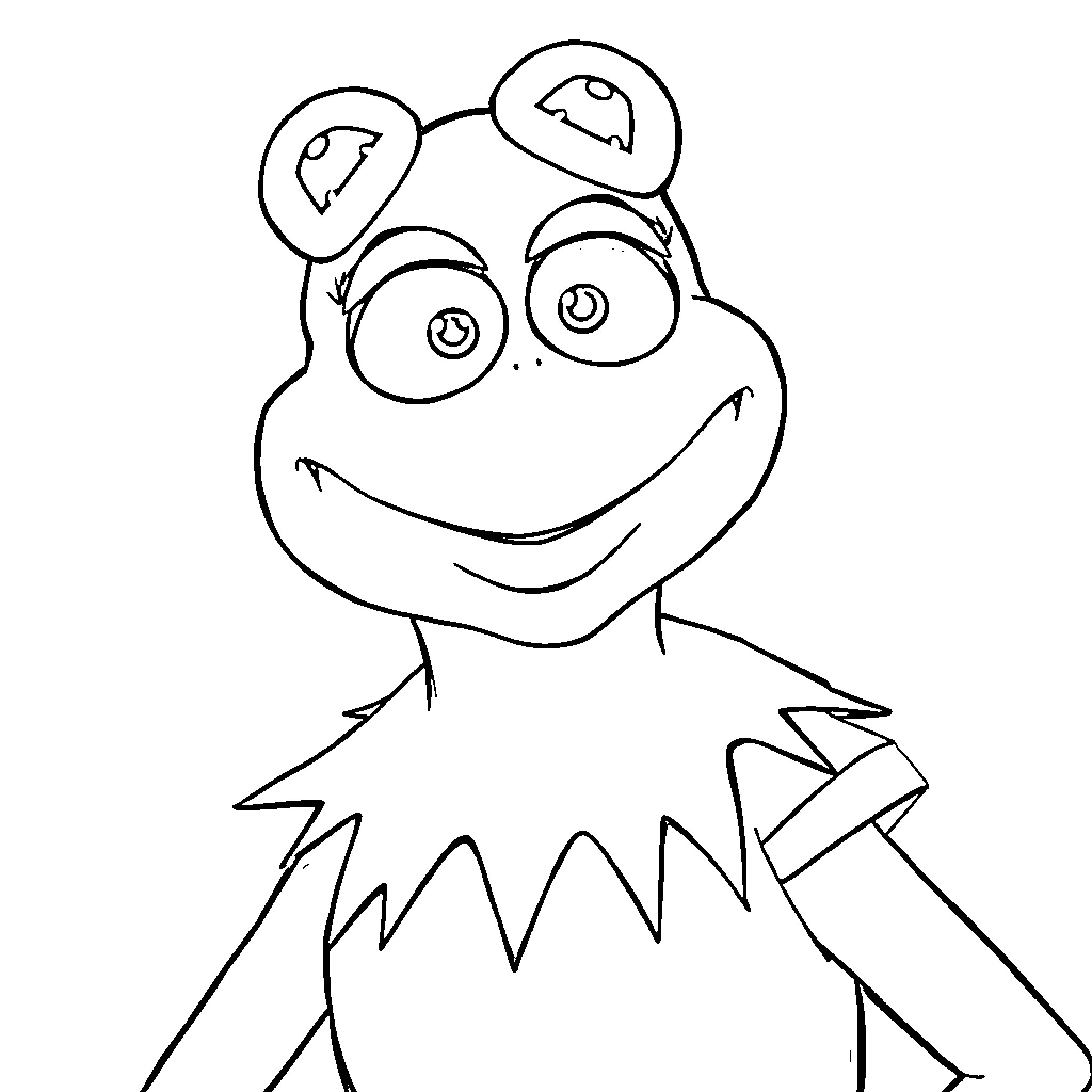 Patrick Mahomes Smiling Frog Character Sketch Coloring Page (free black-and-white line drawing printable PDF for all, from beginners to advanced learners, including children, teens, adults, and seniors)
