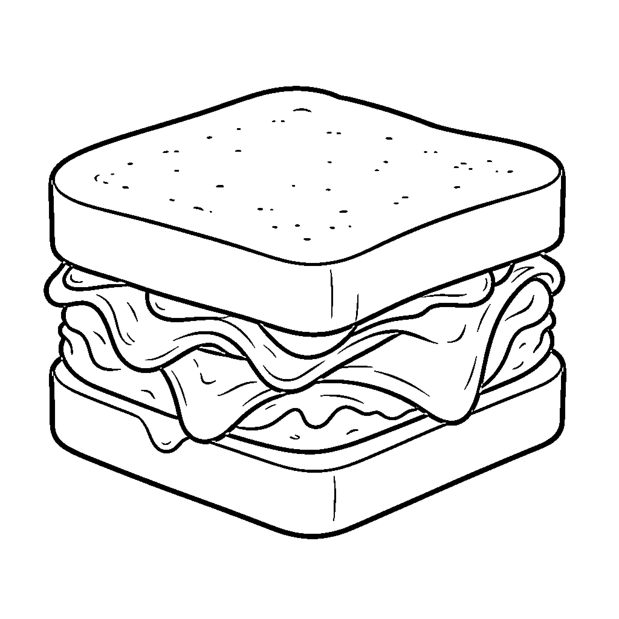 Peanut Butter Jelly Bread with Layered Ingredients Coloring Page (free black-and-white line drawing printable PDF for all, from beginners to advanced learners, including children, teens, adults, and seniors)