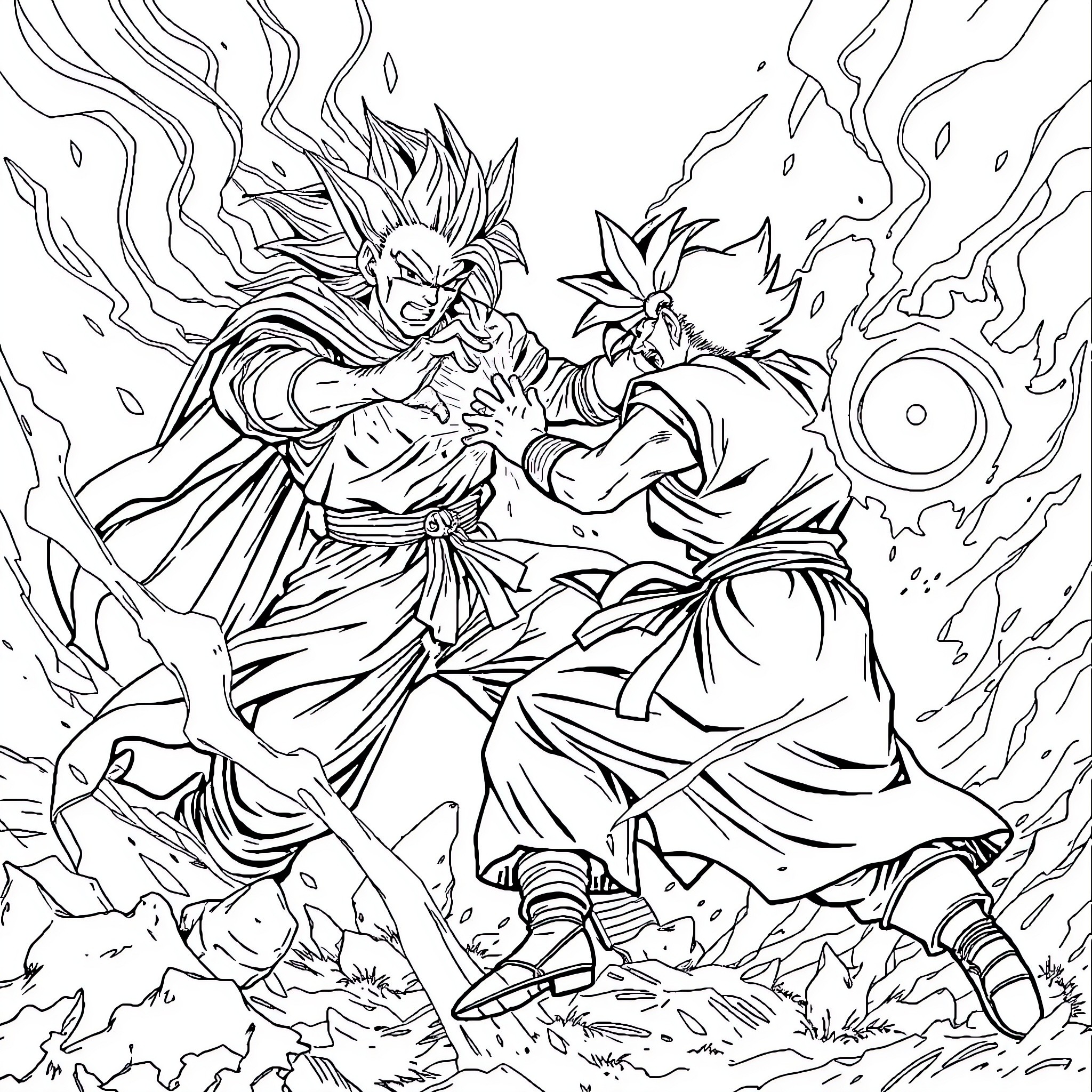 Dante Alighieri's epic battle scene Coloring Page (free black-and-white line drawing printable PDF for all, from beginners to advanced learners, including children, teens, adults, and seniors)