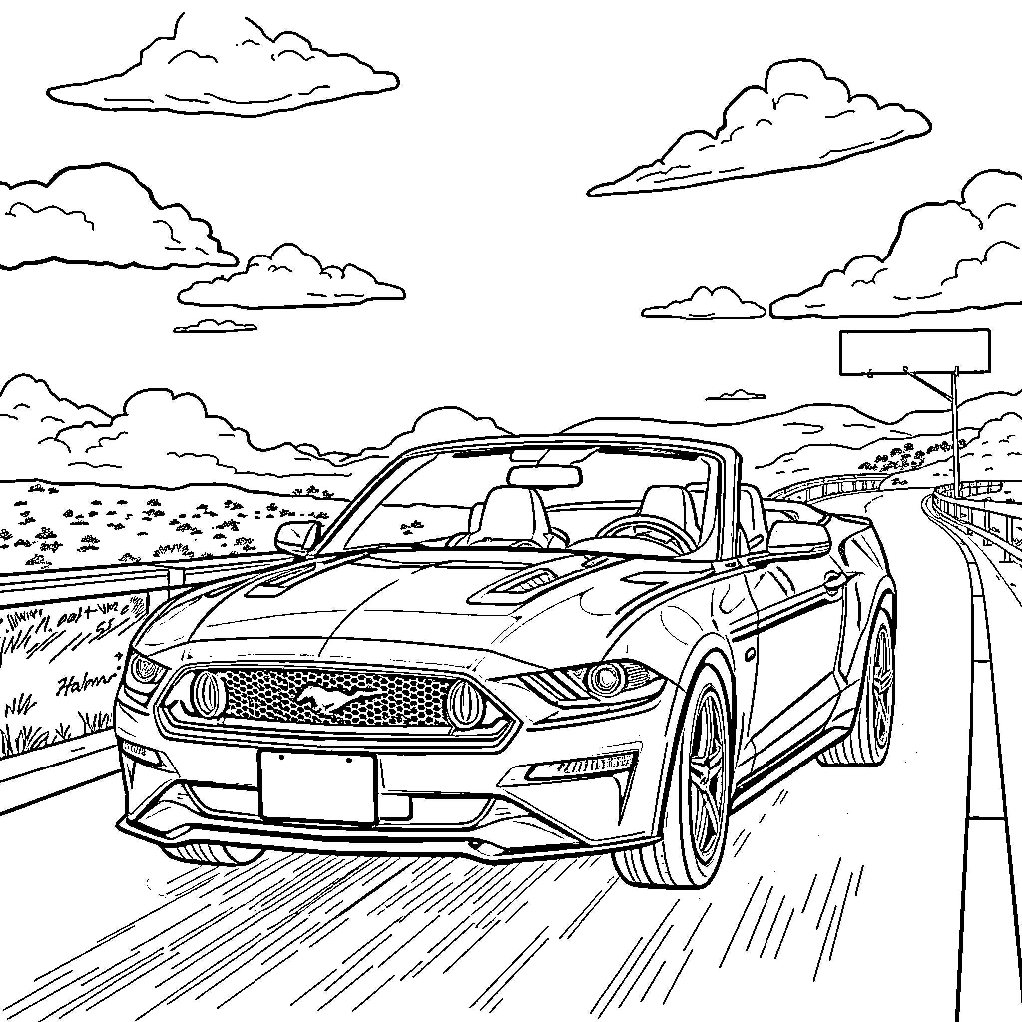 Bluey's Speedy Road Trip Adventure Coloring Page (free black-and-white line drawing printable PDF for all, from beginners to advanced learners, including children, teens, adults, and seniors)