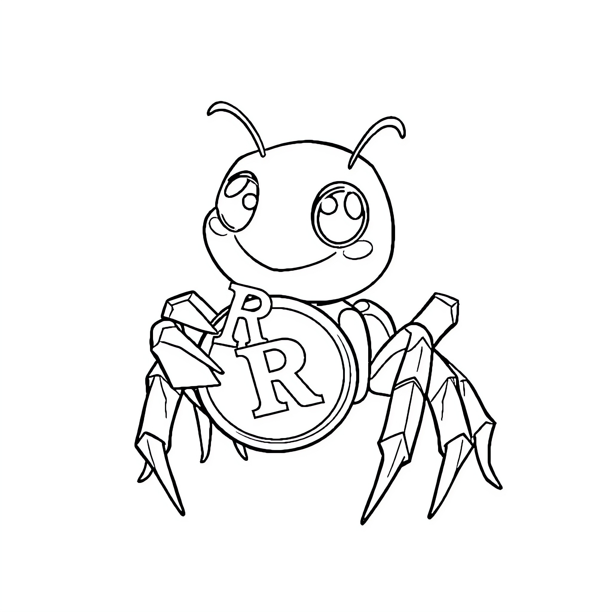 Spider with Playful Expression and Unique Design Coloring Page (free black-and-white line drawing printable PDF for all, from beginners to advanced learners, including children, teens, adults, and seniors)