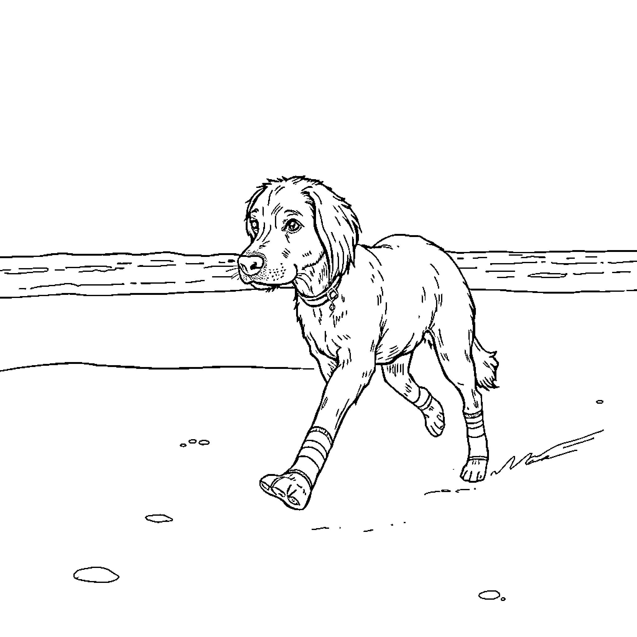 Sapho's Loyal Companion on the Shore Coloring Page (free black-and-white line drawing printable PDF for all, from beginners to advanced learners, including children, teens, adults, and seniors)