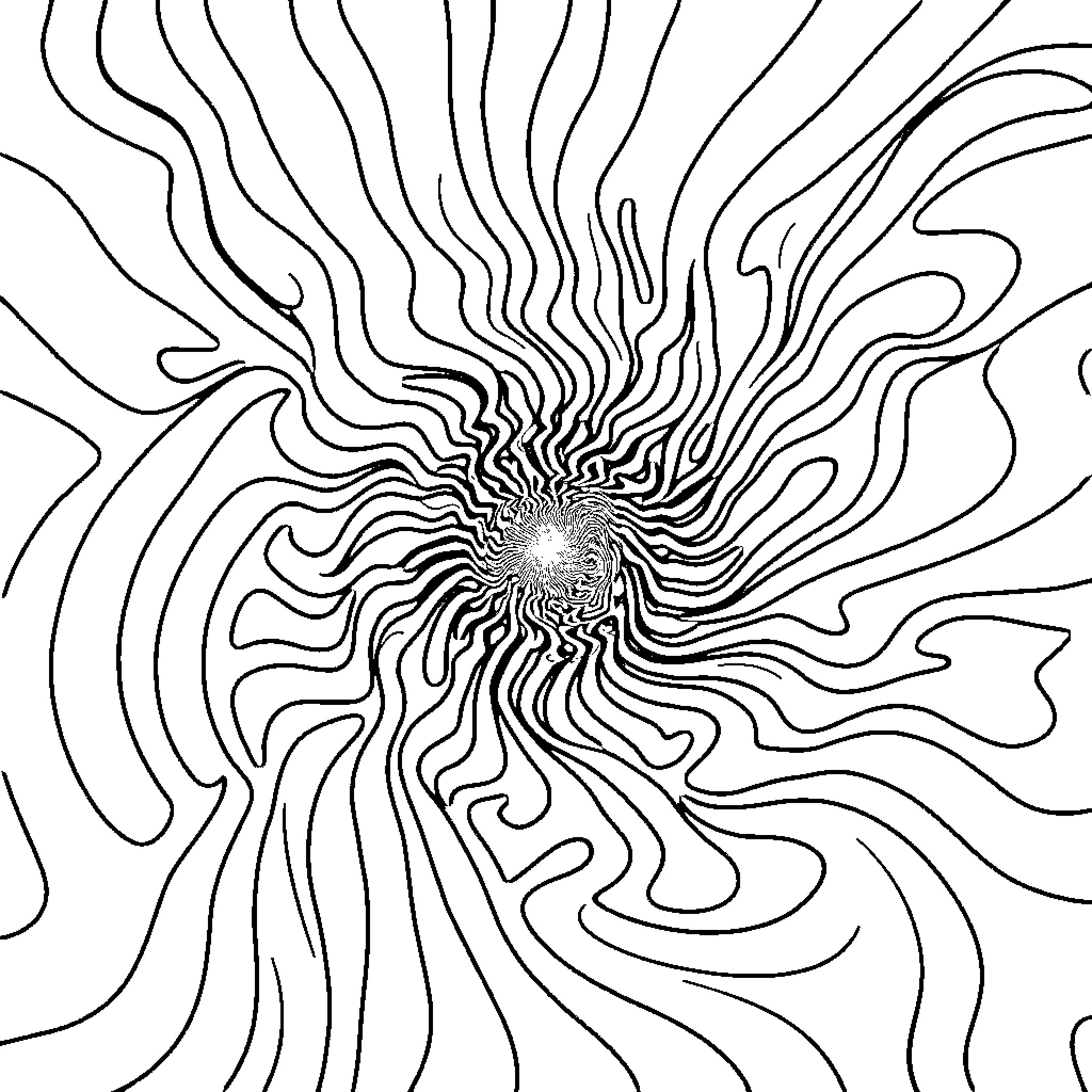 Optic Illusion of Intricate Spiral Patterns Coloring Page (free black-and-white line drawing printable PDF for all, from beginners to advanced learners, including children, teens, adults, and seniors)