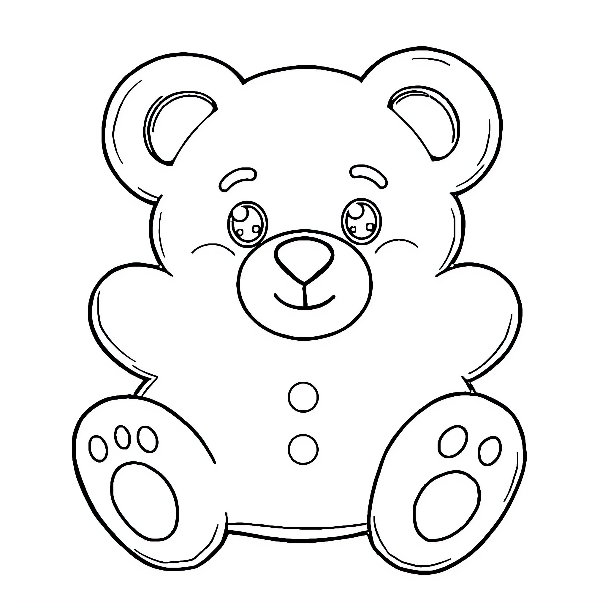 Teddy Bear simple line drawing Coloring Page (free black-and-white line drawing printable PDF for all, from beginners to advanced learners, including children, teens, adults, and seniors)