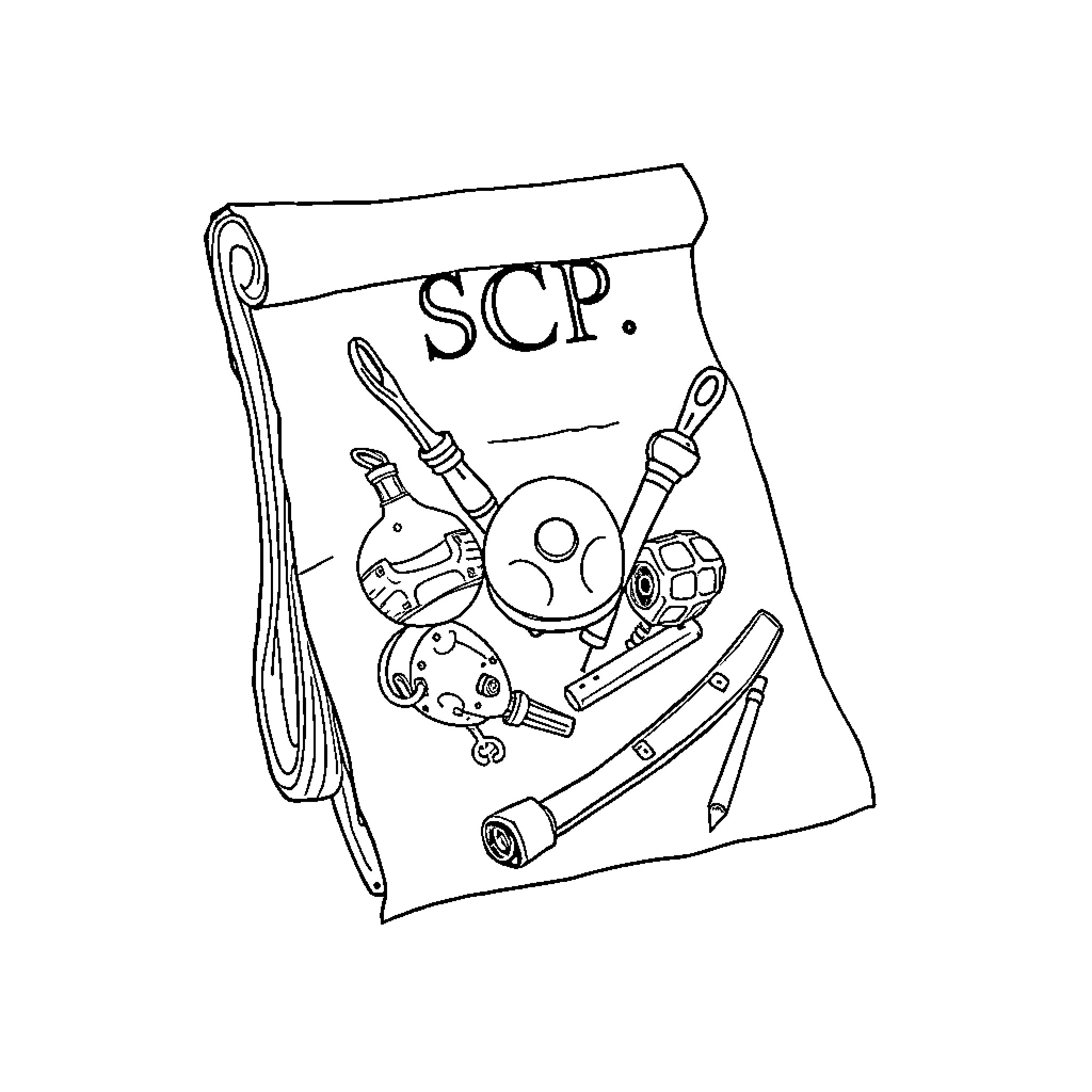 SCP Containment Procedure Document Coloring Page (free black-and-white line drawing printable PDF for all, from beginners to advanced learners, including children, teens, adults, and seniors)