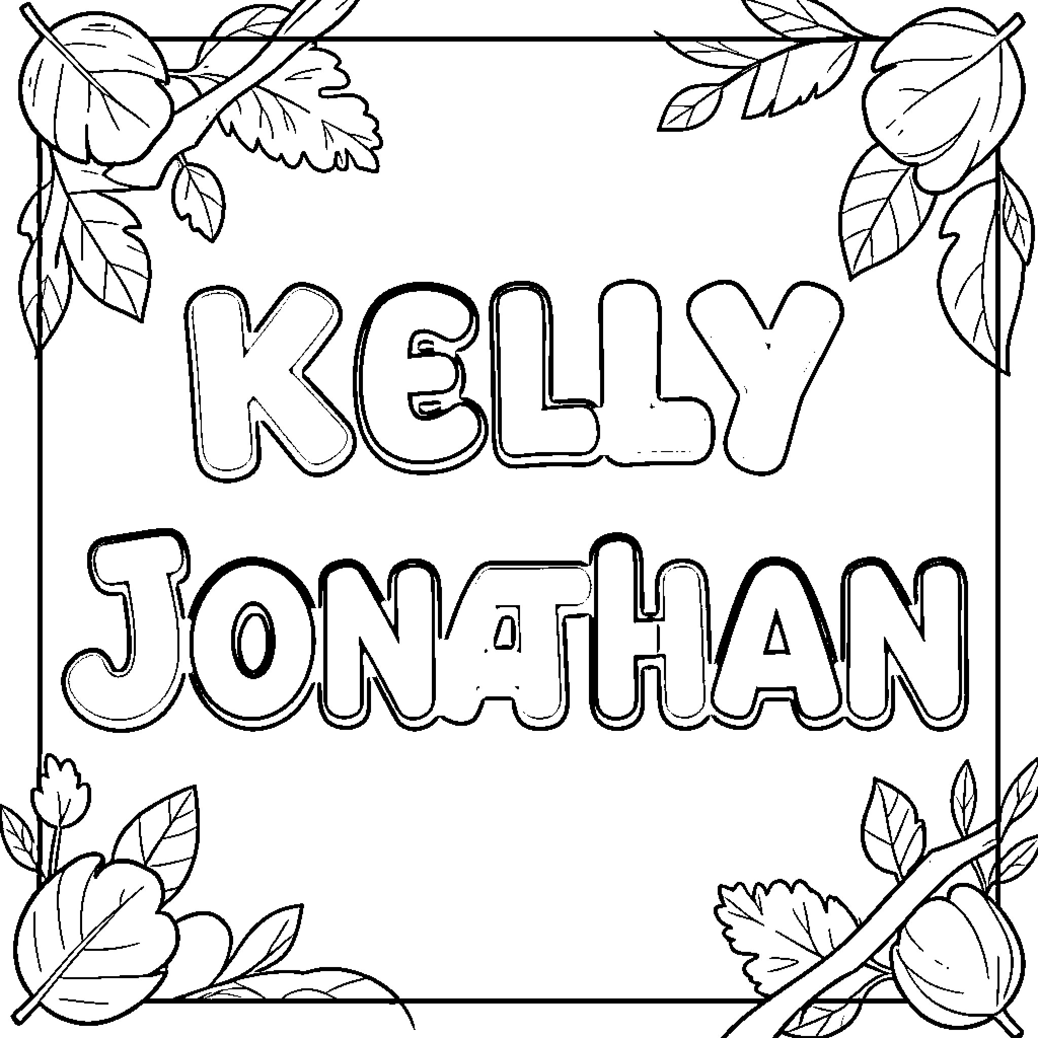 Name of person illustrated with floral elements Coloring Page (free black-and-white line drawing printable PDF for all, from beginners to advanced learners, including children, teens, adults, and seniors)