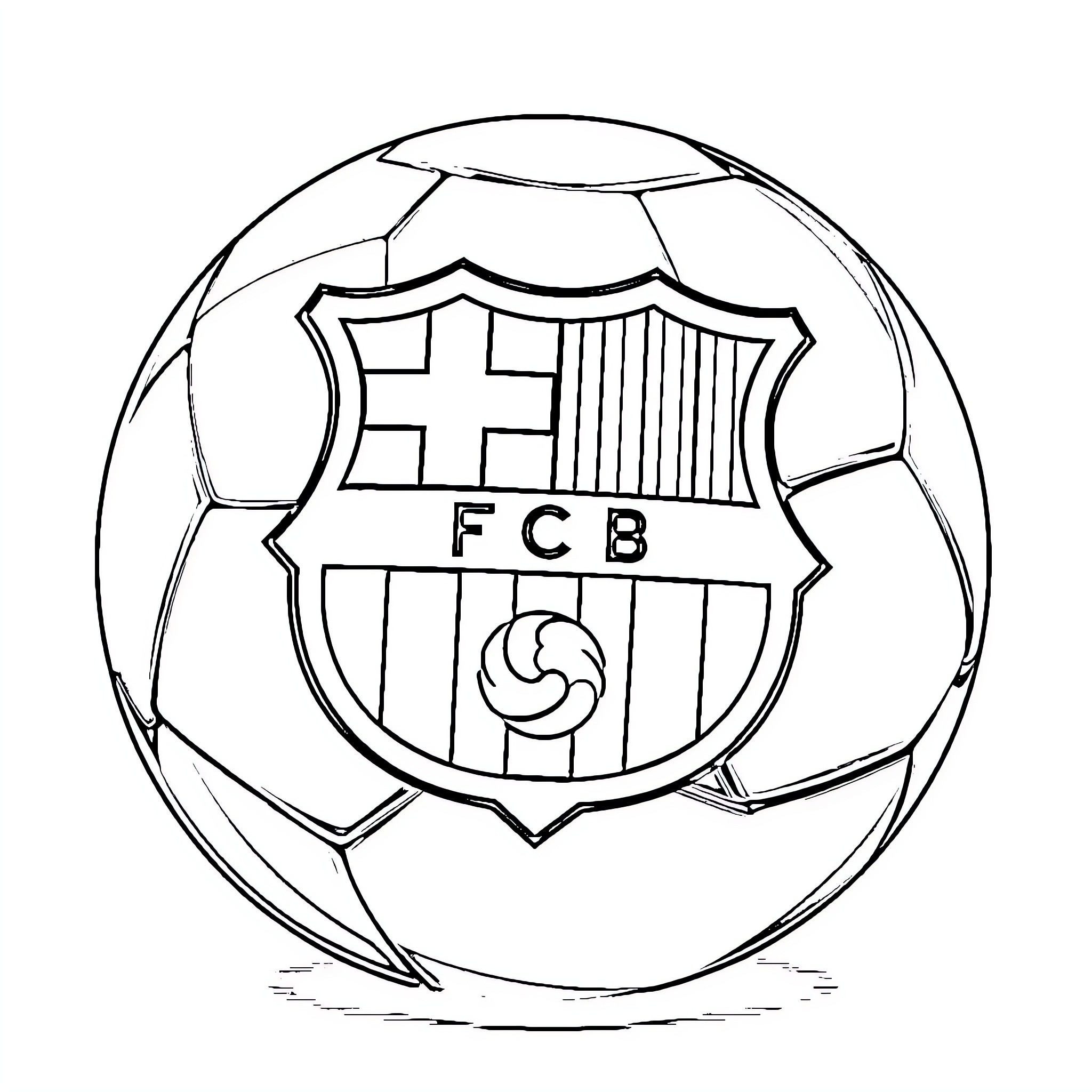 Football with club crest and emblem Coloring Page (free black-and-white line drawing printable PDF for all, from beginners to advanced learners, including children, teens, adults, and seniors)