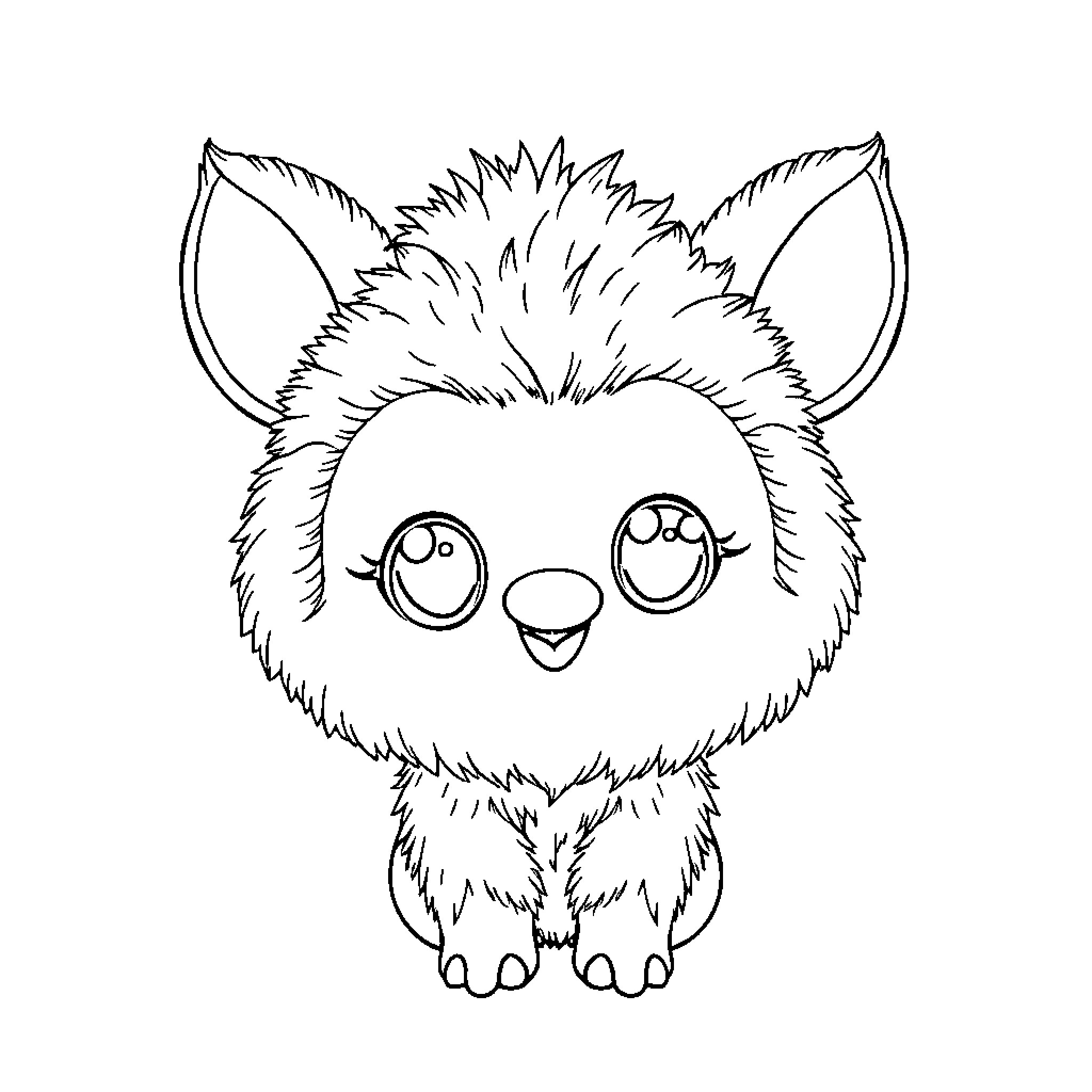 Labubu the Cute and Fluffy Furball Coloring Page (free black-and-white line drawing printable PDF for all, from beginners to advanced learners, including children, teens, adults, and seniors)