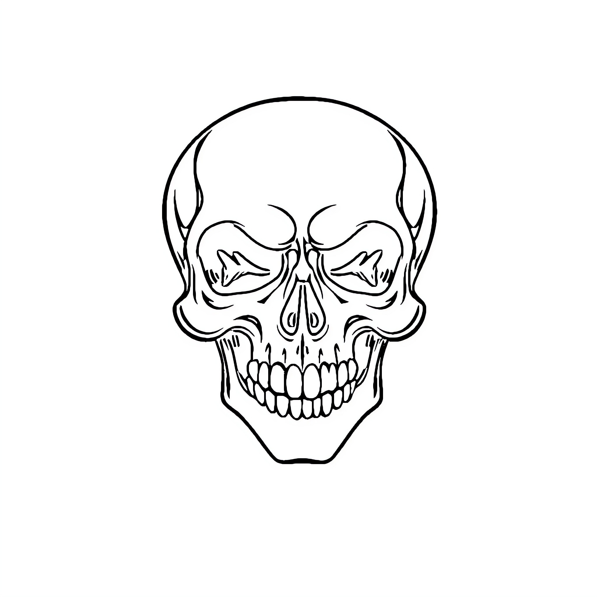 Skull with exaggerated facial features Coloring Page (free black-and-white line drawing printable PDF for all, from beginners to advanced learners, including children, teens, adults, and seniors)