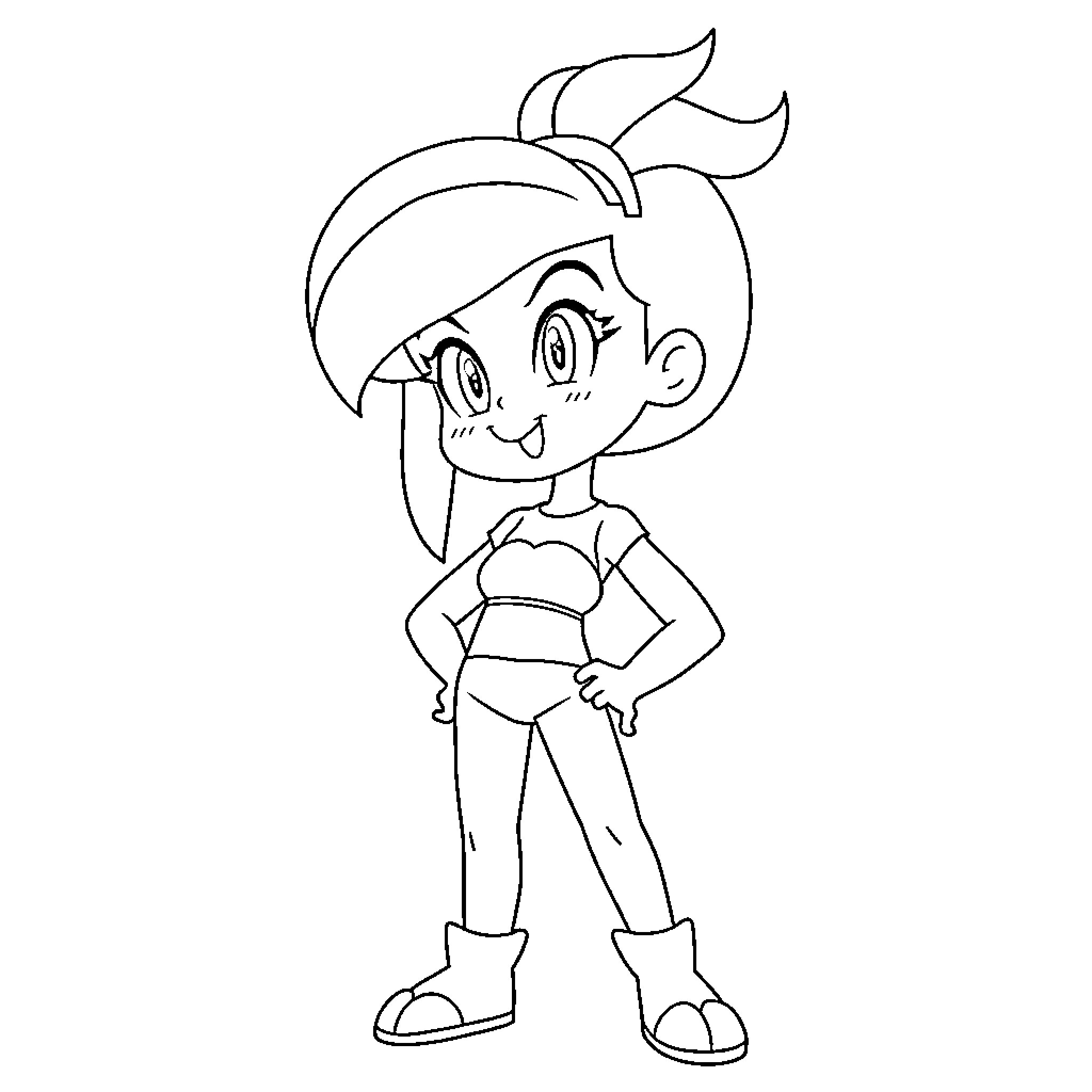 Bulma in a playful and casual outfit Coloring Page (free black-and-white line drawing printable PDF for all, from beginners to advanced learners, including children, teens, adults, and seniors)