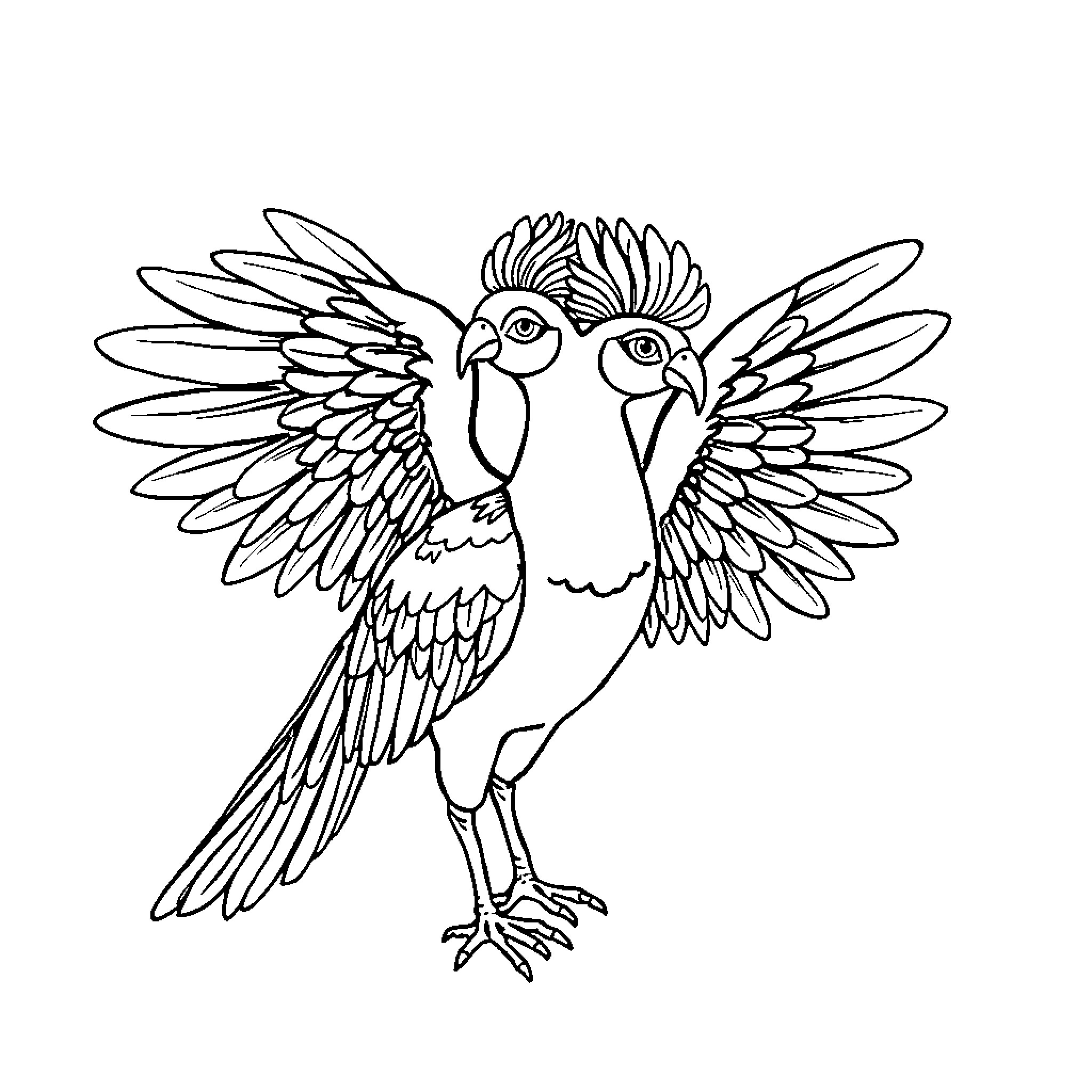 Peacock displaying its vibrant feathers Coloring Page (free black-and-white line drawing printable PDF for all, from beginners to advanced learners, including children, teens, adults, and seniors)