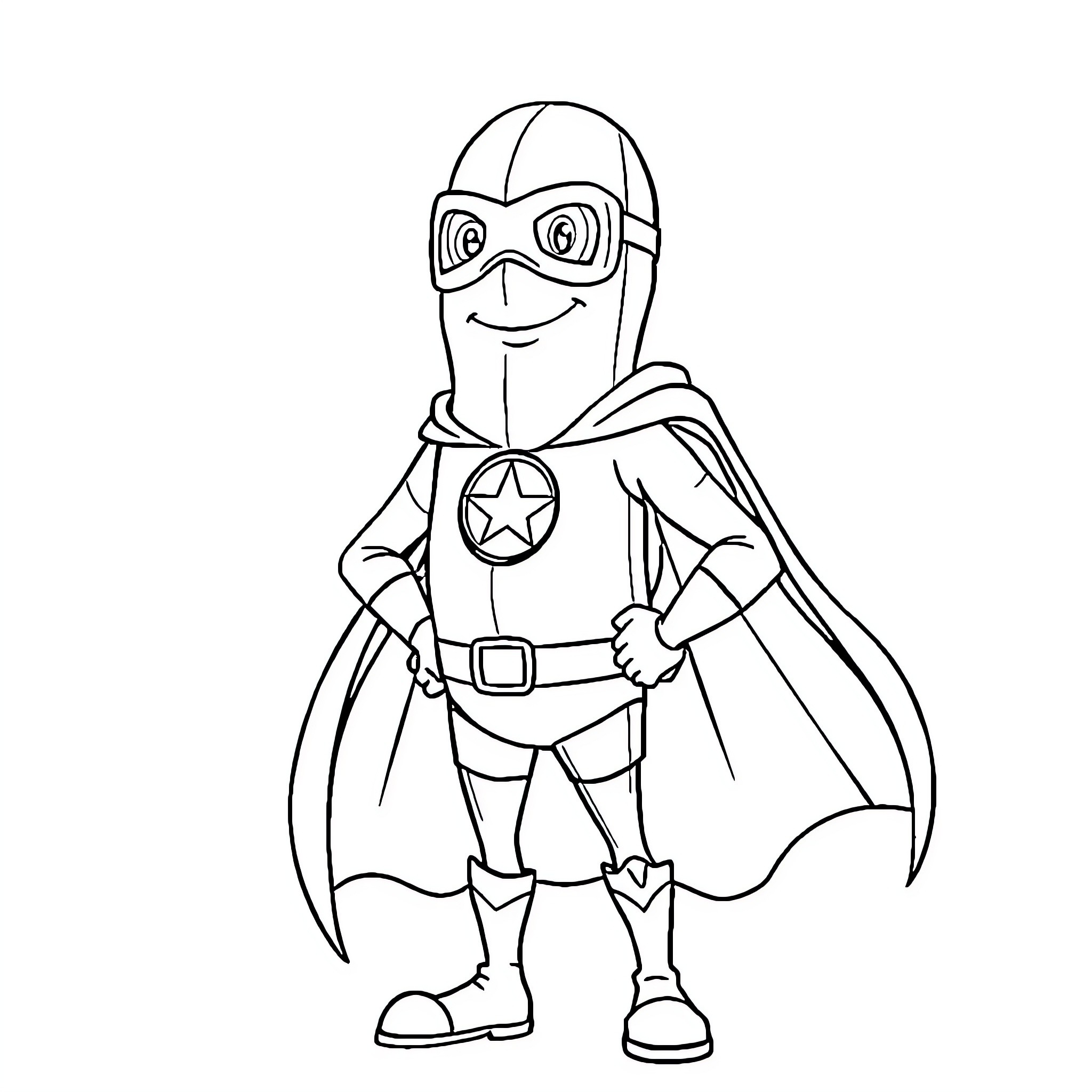 Captain Peanut's Heroic Adventure Coloring Page (free black-and-white line drawing printable PDF for all, from beginners to advanced learners, including children, teens, adults, and seniors)