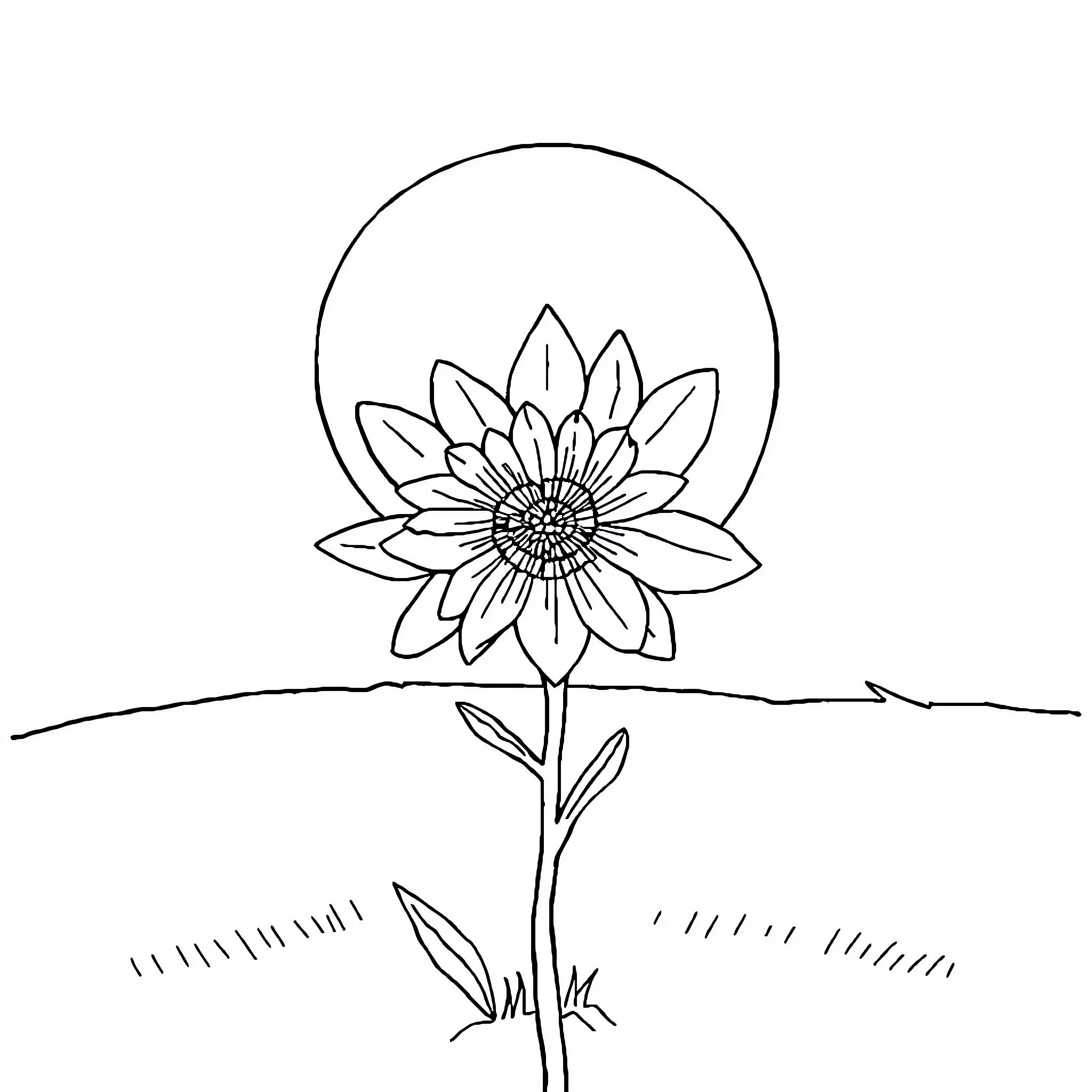 יחידת חילוץ - Sunflower in the field Coloring Page (free black-and-white line drawing printable PDF for all, from beginners to advanced learners, including children, teens, adults, and seniors)