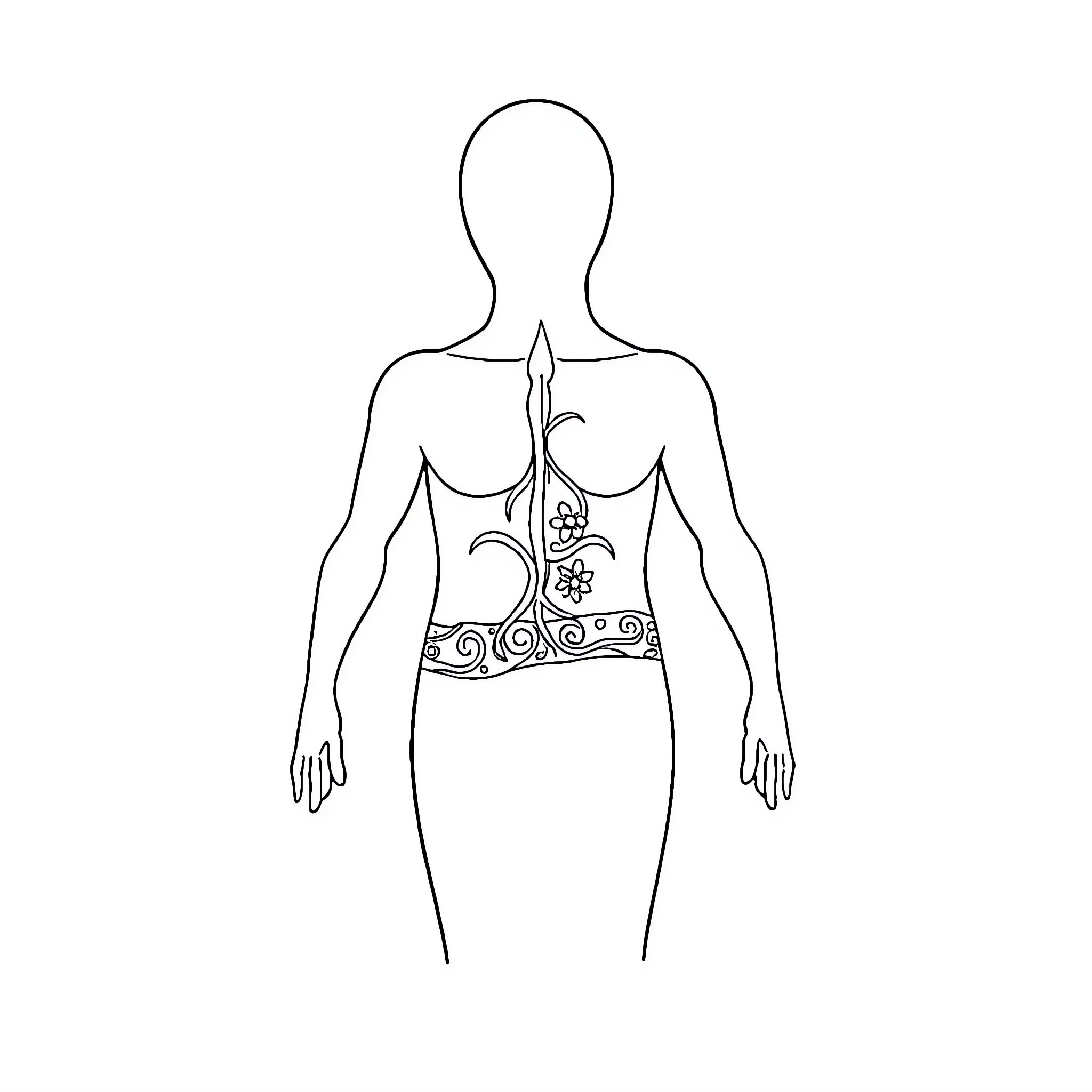 Integumentary System: Patterned Silhouette Coloring Page (free black-and-white line drawing printable PDF for all, from beginners to advanced learners, including children, teens, adults, and seniors)