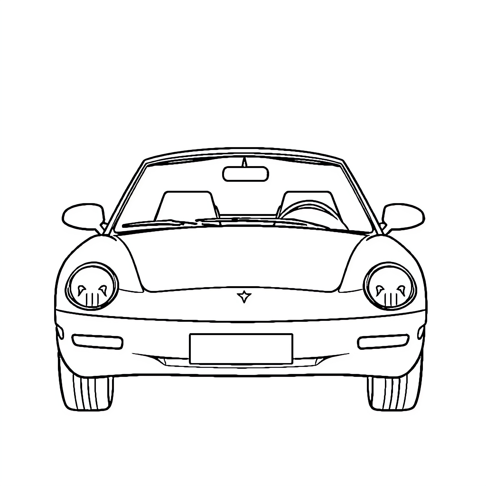 Convertible Car with Unique Design Coloring Page (free black-and-white line drawing printable PDF for all, from beginners to advanced learners, including children, teens, adults, and seniors)