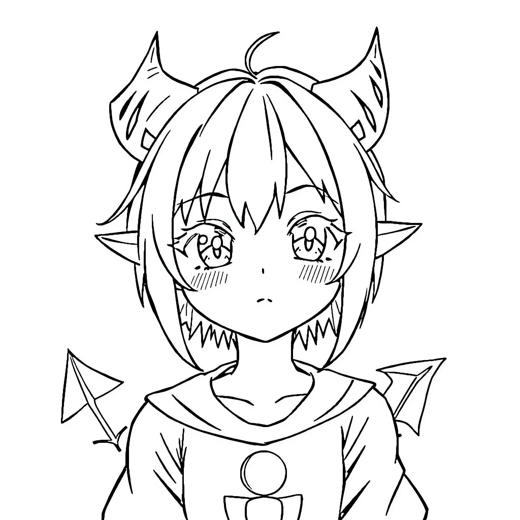 Kuromi in a playful and mischievous expression Coloring Page (free black-and-white line drawing printable PDF for all, from beginners to advanced learners, including children, teens, adults, and seniors)