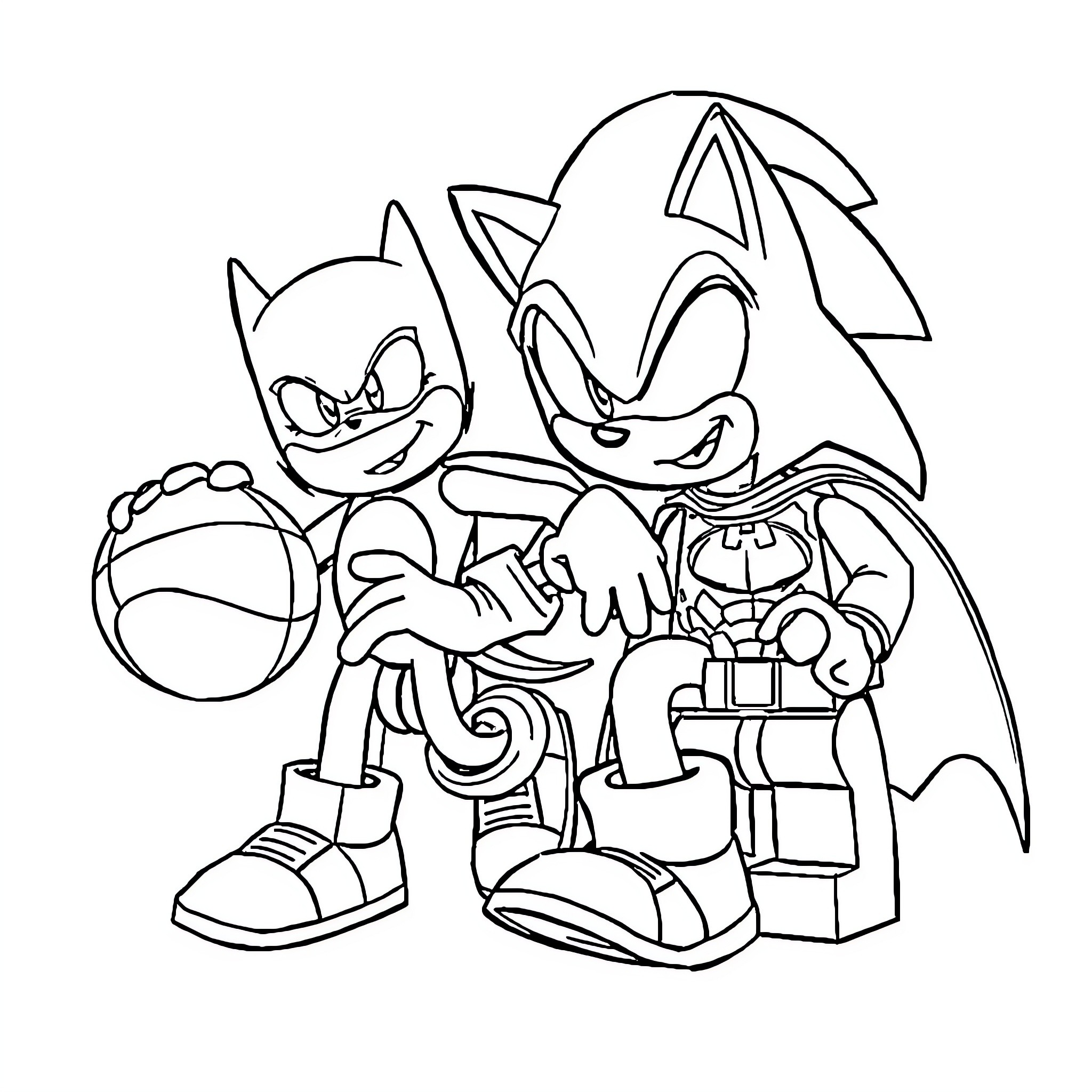 Sonic and friends in an animated adventure Coloring Page (free black-and-white line drawing printable PDF for all, from beginners to advanced learners, including children, teens, adults, and seniors)
