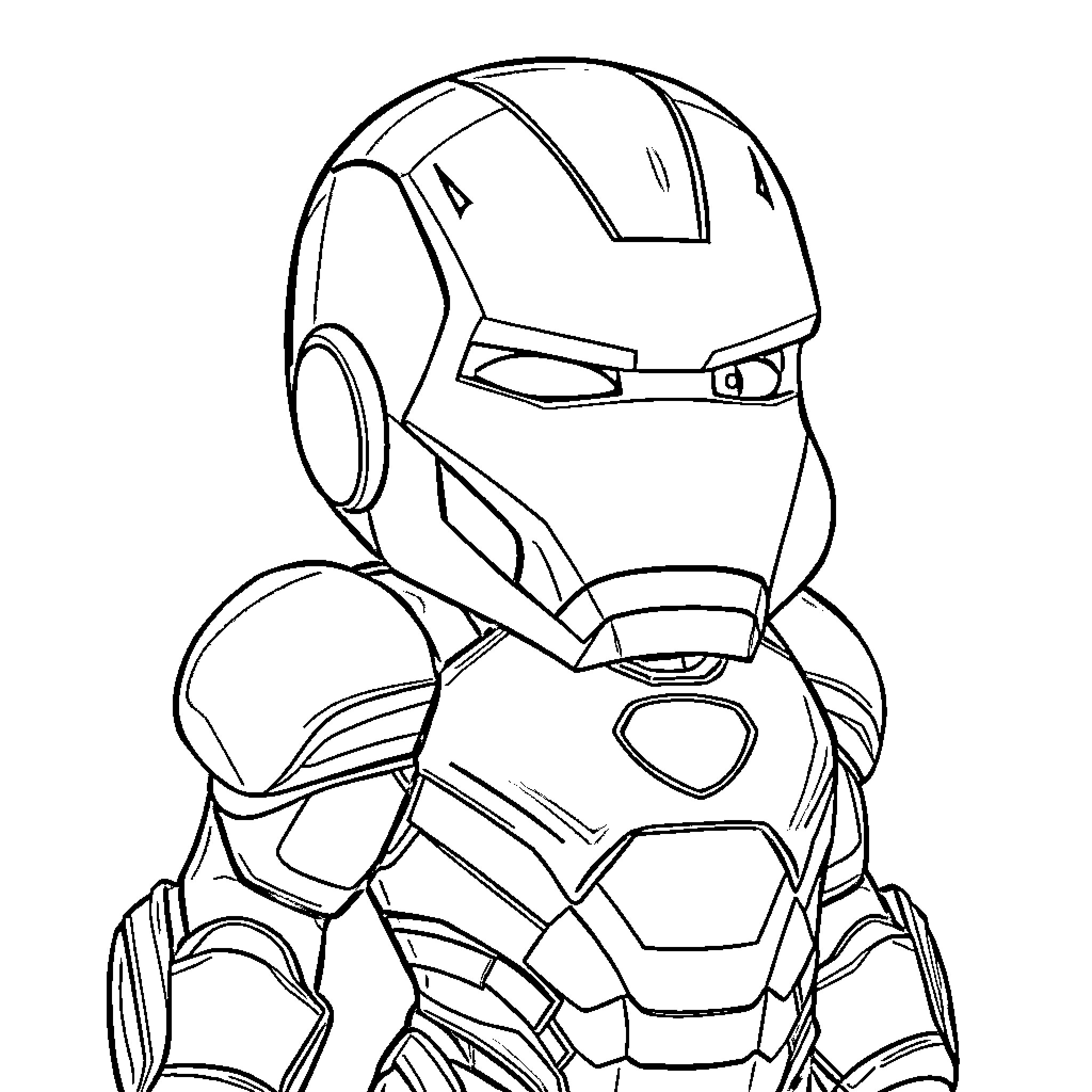 Iron Man stylized illustration Coloring Page (free black-and-white line drawing printable PDF for all, from beginners to advanced learners, including children, teens, adults, and seniors)