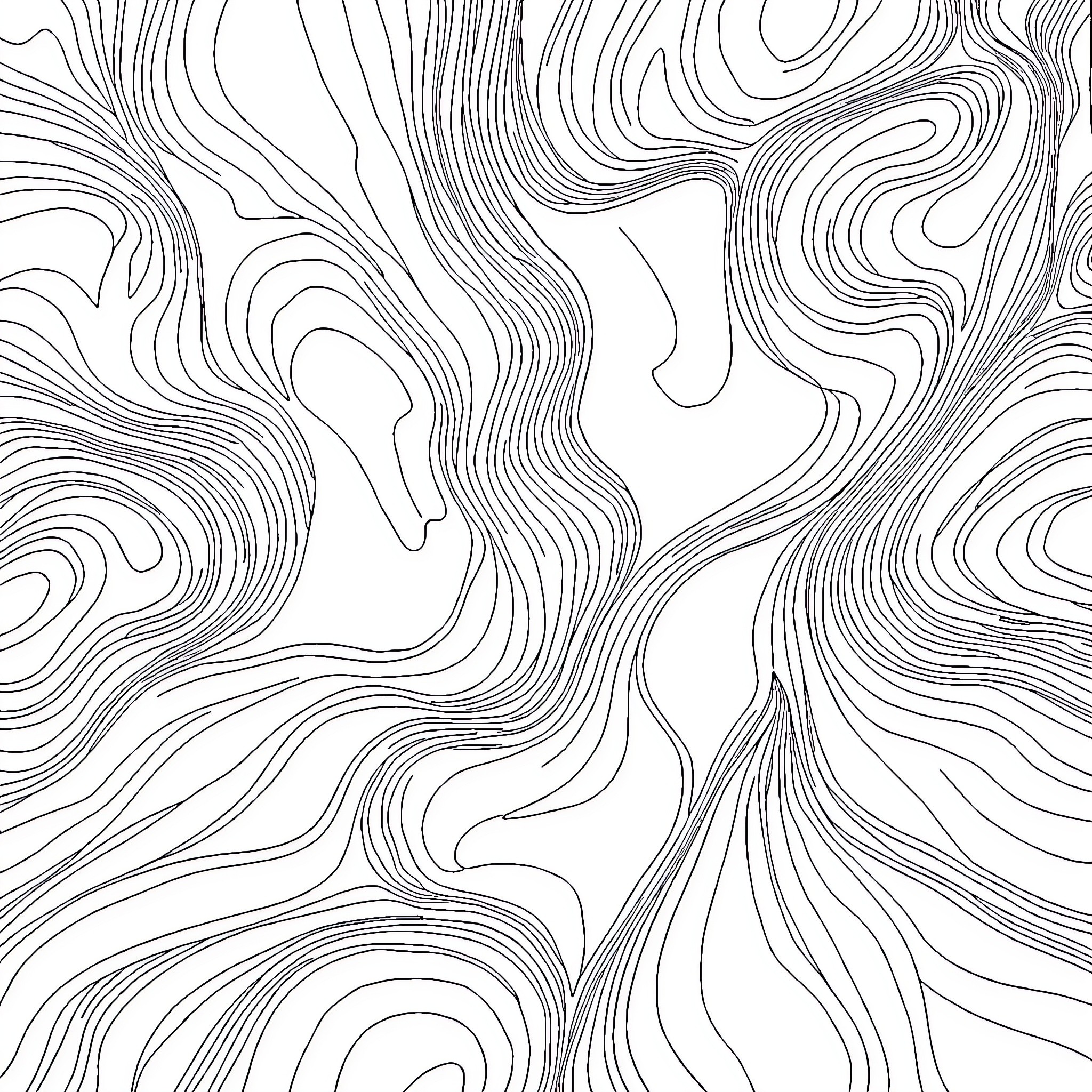 Painting of Flowing Organic Patterns Coloring Page (free black-and-white line drawing printable PDF for all, from beginners to advanced learners, including children, teens, adults, and seniors)