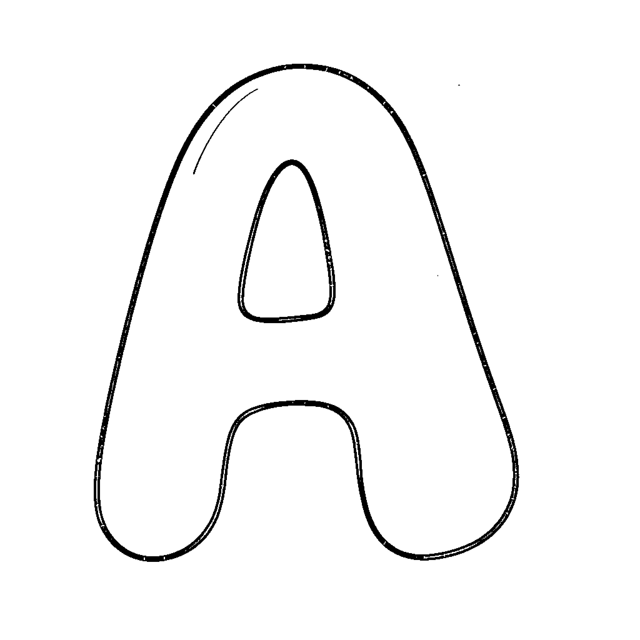 Letter A outlined in black Coloring Page (free black-and-white line drawing printable PDF for all, from beginners to advanced learners, including children, teens, adults, and seniors)