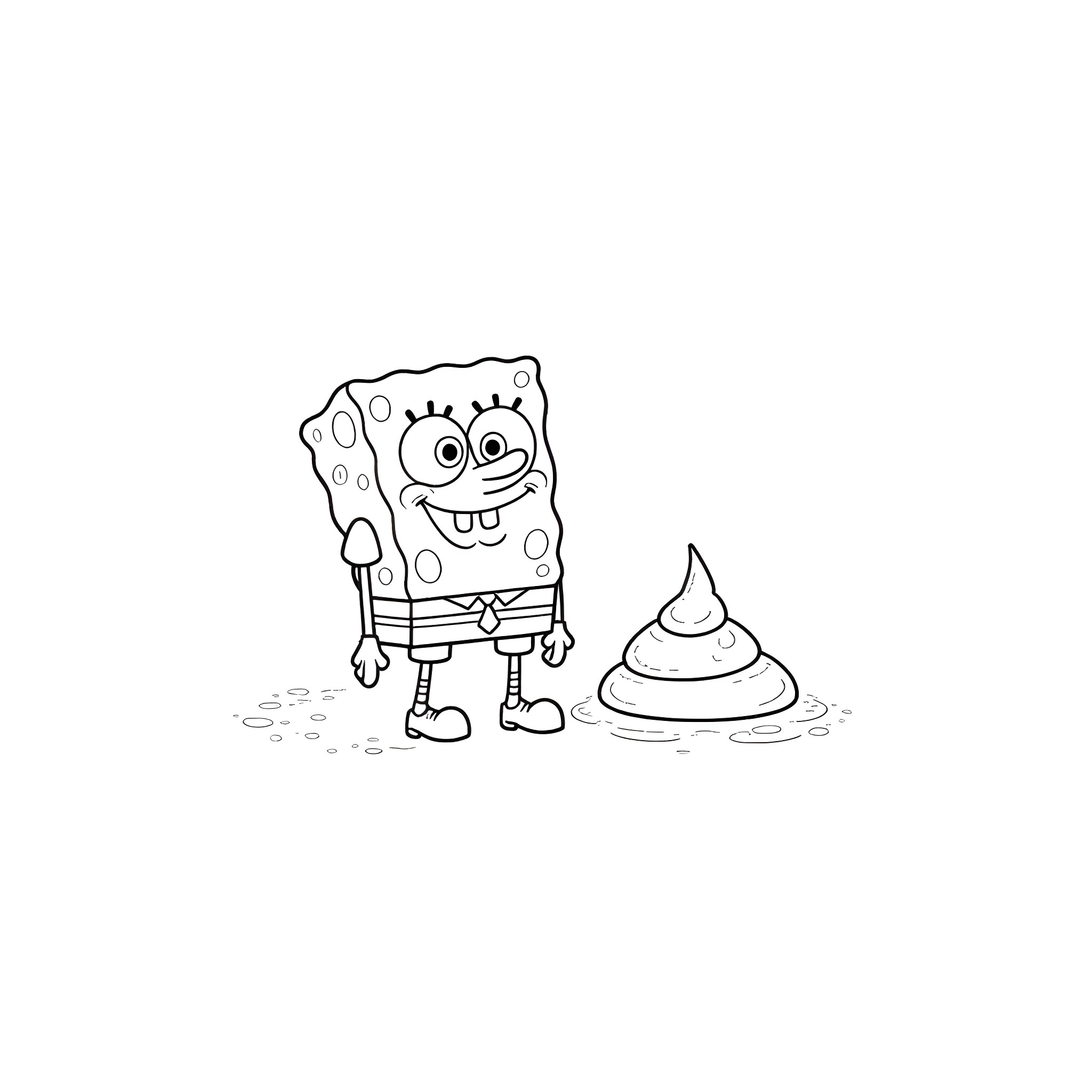 Spongebob enjoying a tasty treat Coloring Page (free black-and-white line drawing printable PDF for all, from beginners to advanced learners, including children, teens, adults, and seniors)