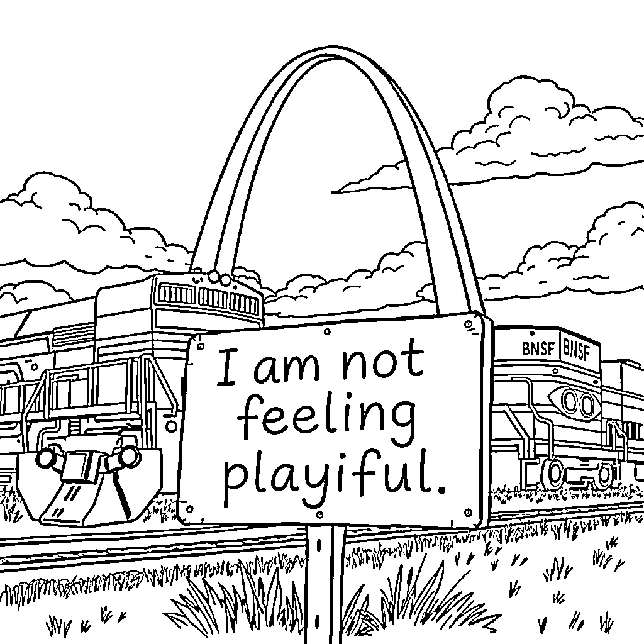 Sign of a person expressing lack of playfulness Coloring Page (free black-and-white line drawing printable PDF for all, from beginners to advanced learners, including children, teens, adults, and seniors)