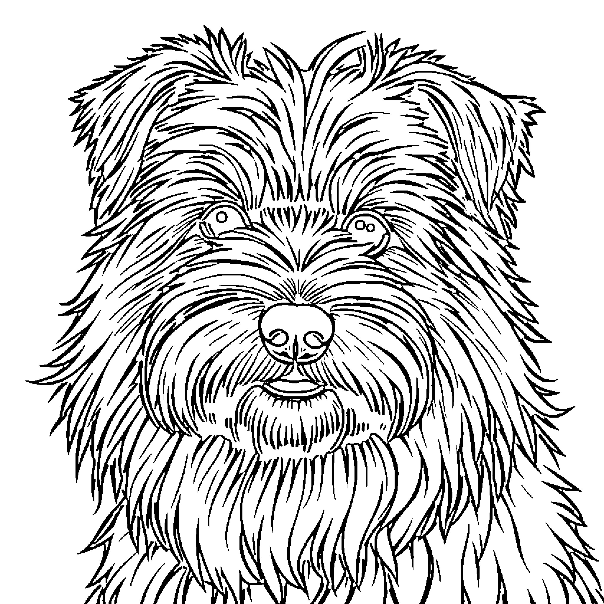Wheaton dog with expressive features Coloring Page (free black-and-white line drawing printable PDF for all, from beginners to advanced learners, including children, teens, adults, and seniors)