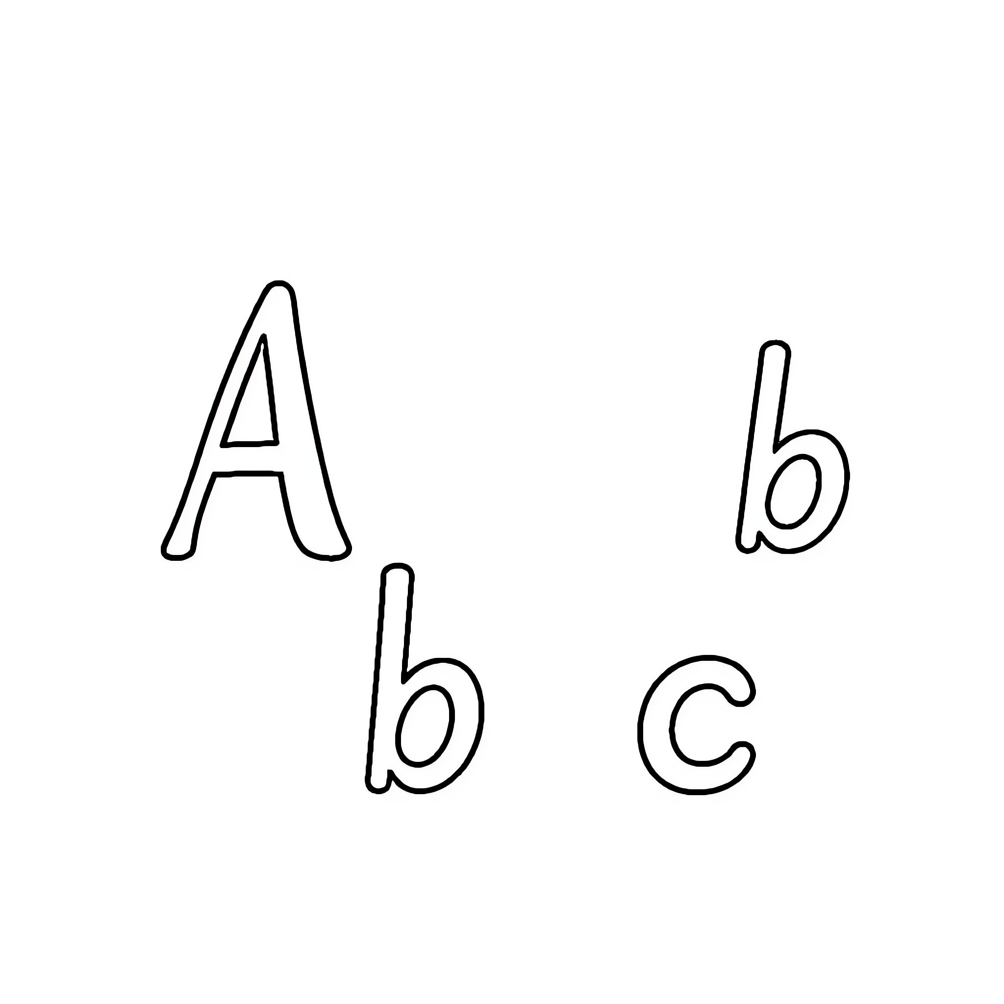 ABC Outline of Letters Drawn on a White Background Coloring Page (free black-and-white line drawing printable PDF for all, from beginners to advanced learners, including children, teens, adults, and seniors)