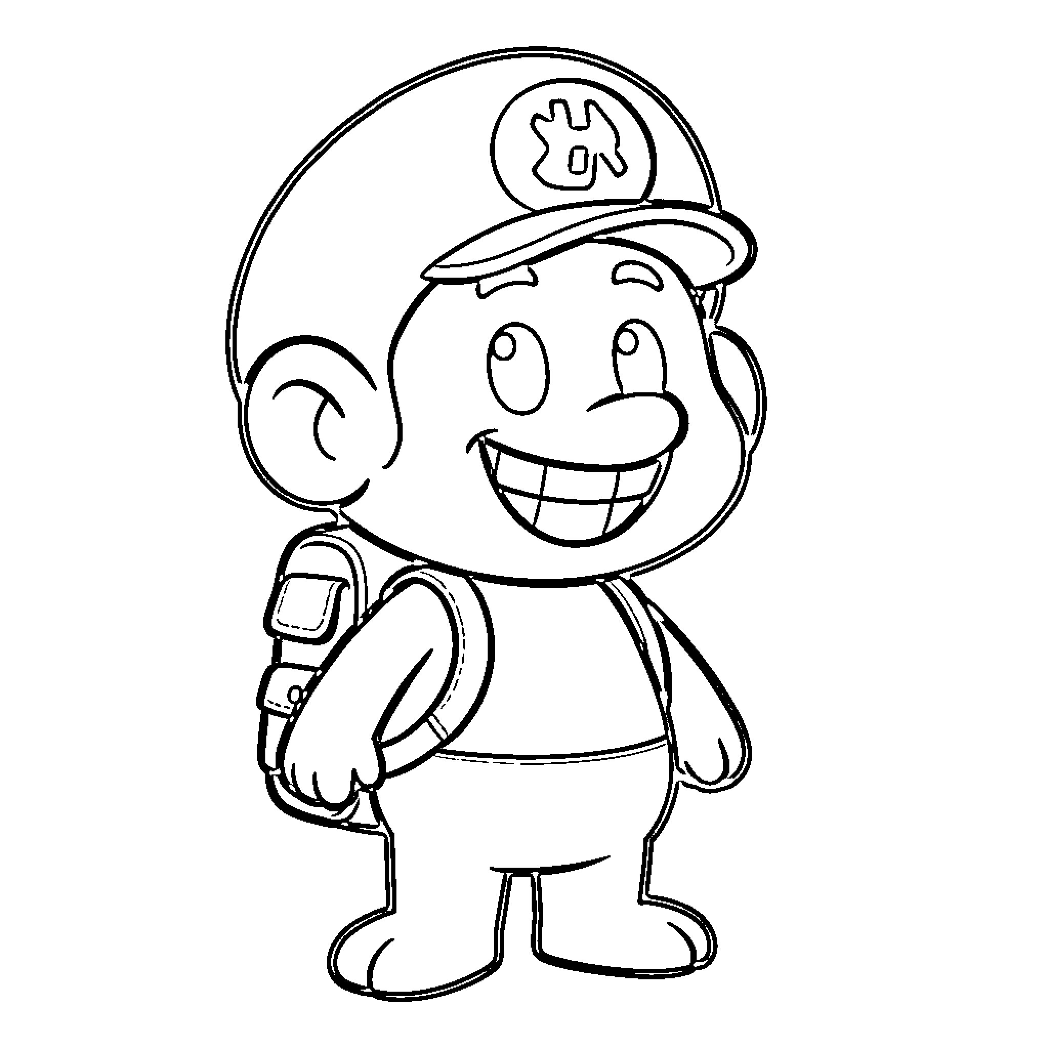 Captain Toad on an adventure Coloring Page (free black-and-white line drawing printable PDF for all, from beginners to advanced learners, including children, teens, adults, and seniors)