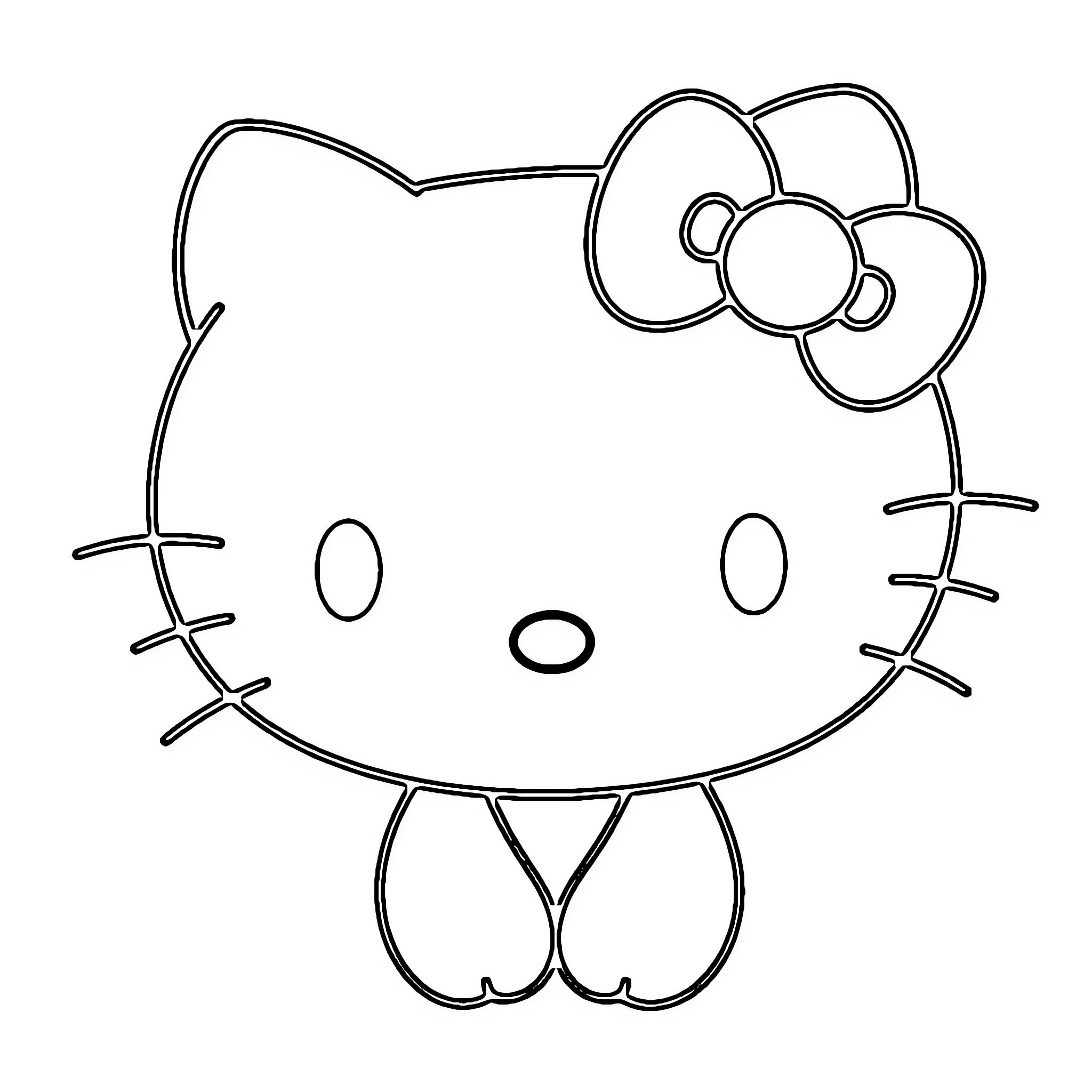 Hello Kitty outline illustration Coloring Page (free black-and-white line drawing printable PDF for all, from beginners to advanced learners, including children, teens, adults, and seniors)