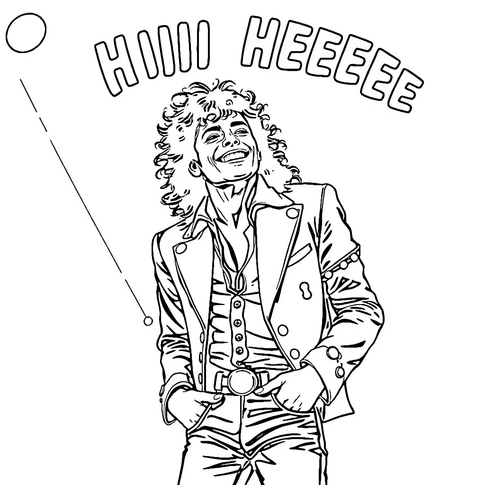 Michael Jackson striking a playful pose Coloring Page (free black-and-white line drawing printable PDF for all, from beginners to advanced learners, including children, teens, adults, and seniors)