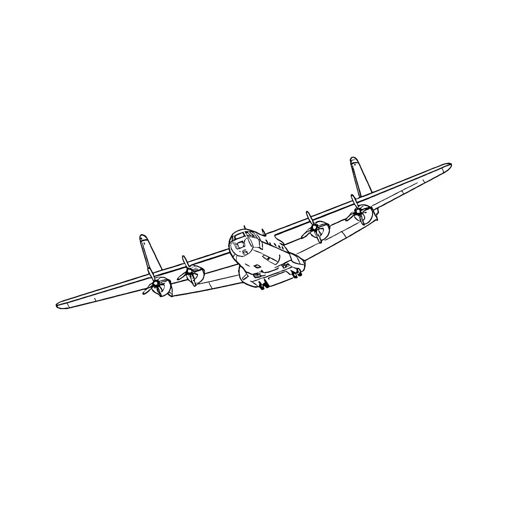 C130 military transport aircraft line art Coloring Page (free black-and-white line drawing printable PDF for all, from beginners to advanced learners, including children, teens, adults, and seniors)