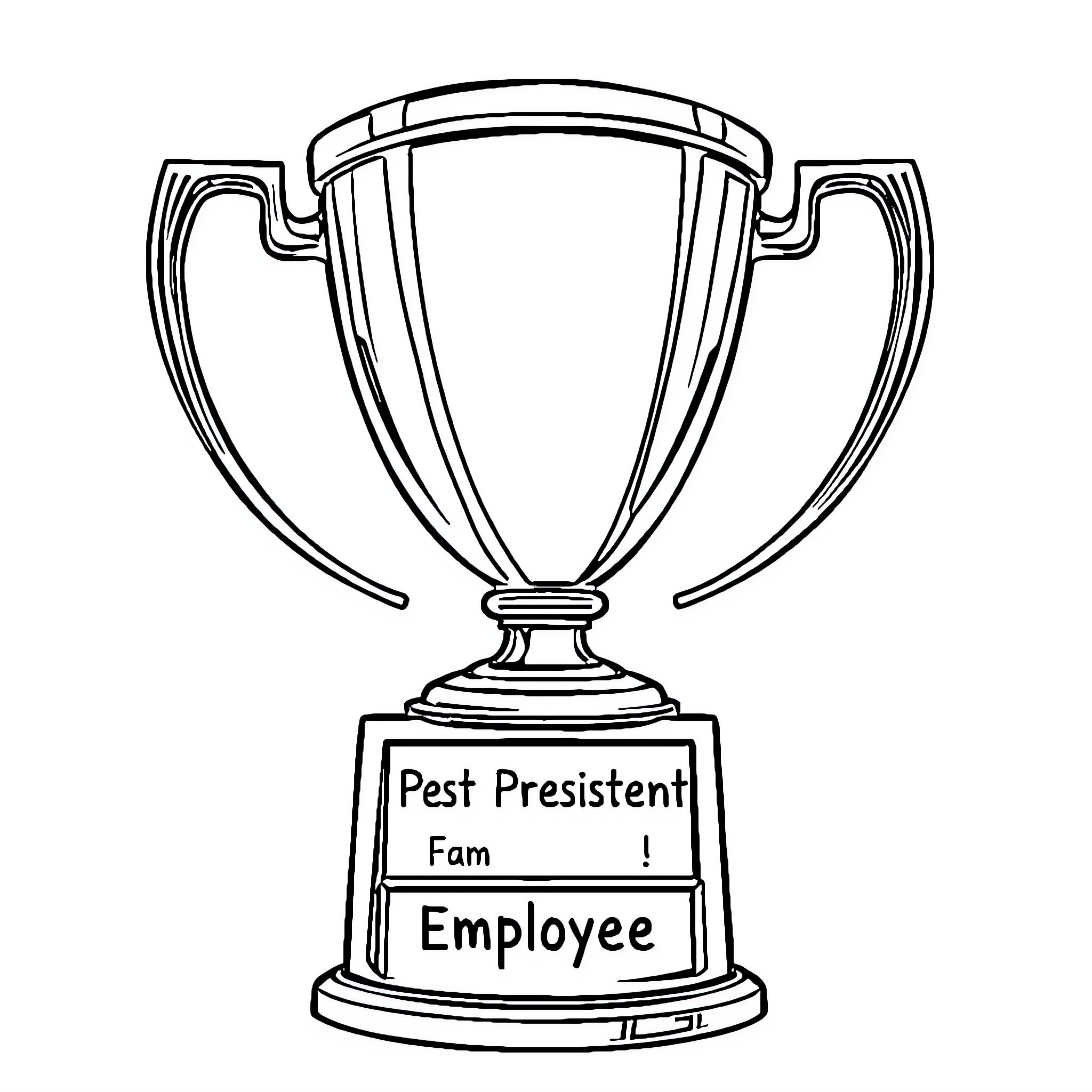 Trophy for Pest Persistent Employee Coloring Page (free black-and-white line drawing printable PDF for all, from beginners to advanced learners, including children, teens, adults, and seniors)