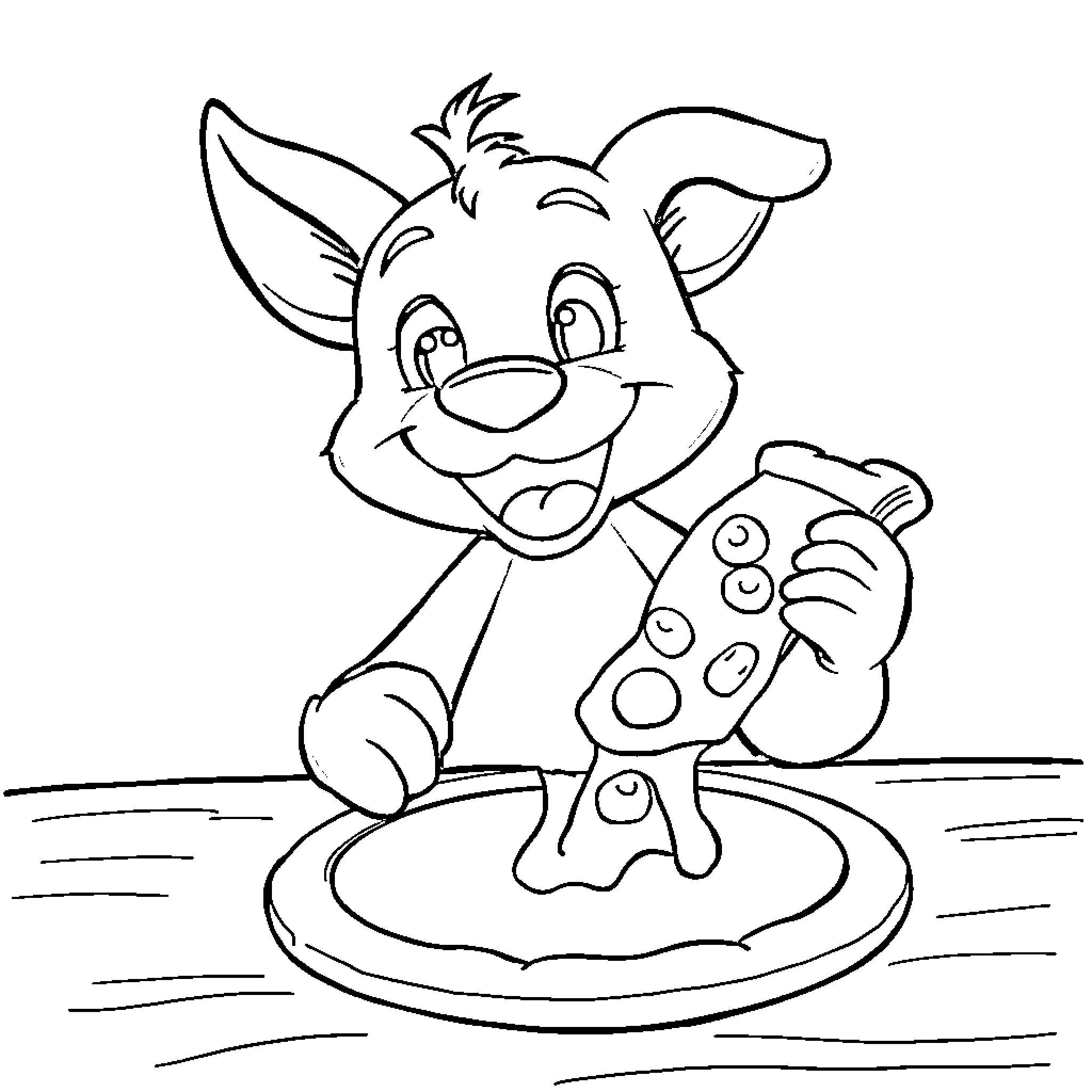 Bluey playing joyfully on the floor Coloring Page (free black-and-white line drawing printable PDF for all, from beginners to advanced learners, including children, teens, adults, and seniors)