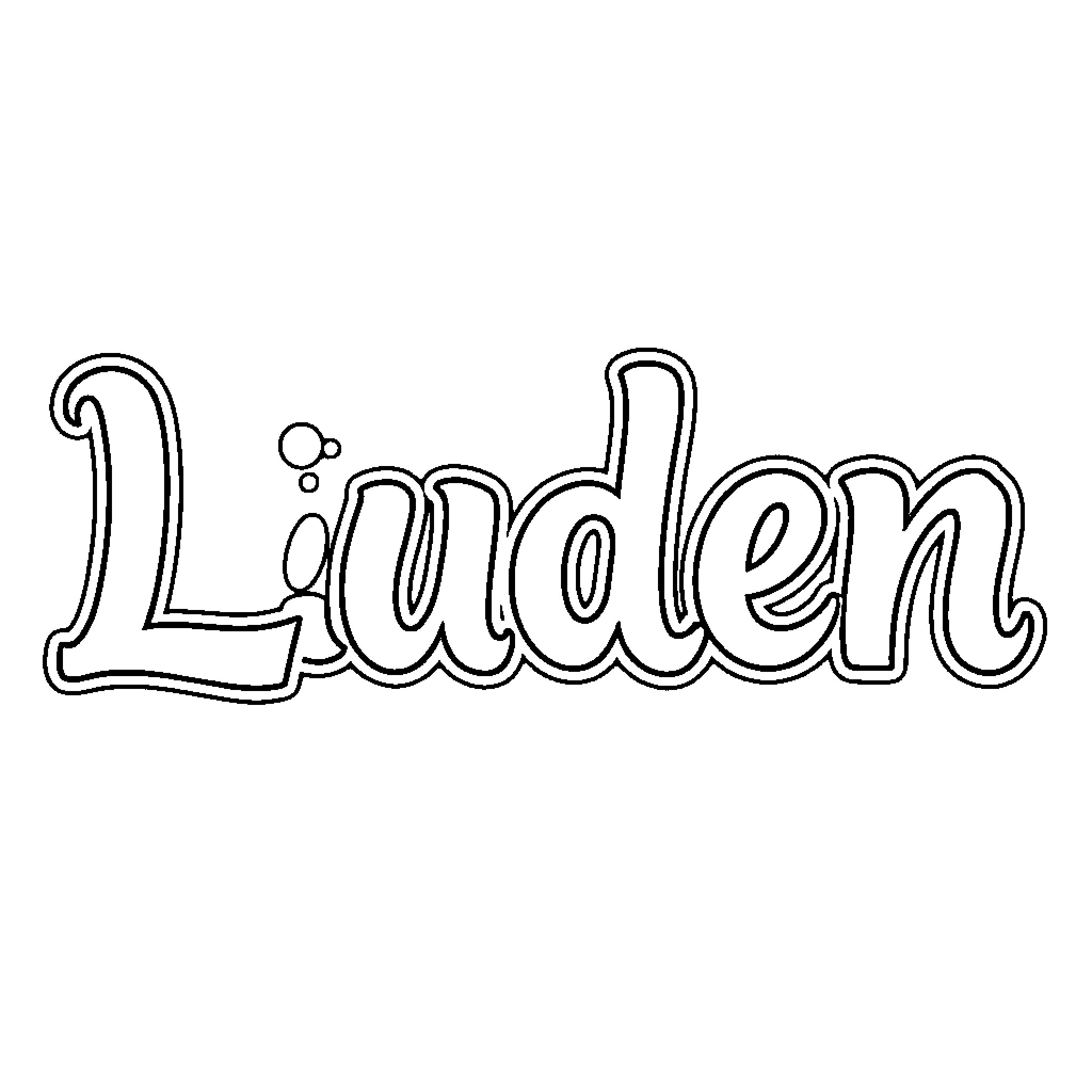 Letters featuring Linden name Coloring Page (free black-and-white line drawing printable PDF for all, from beginners to advanced learners, including children, teens, adults, and seniors)