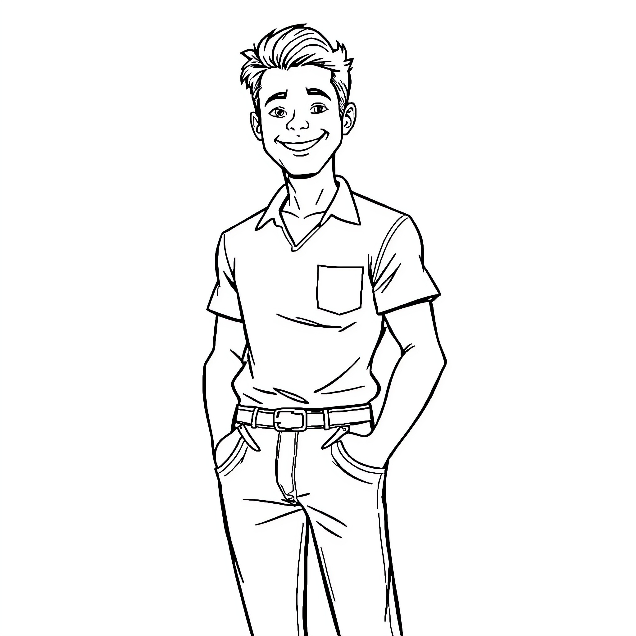 Craig's Casual Cheer Coloring Page (free black-and-white line drawing printable PDF for all, from beginners to advanced learners, including children, teens, adults, and seniors)