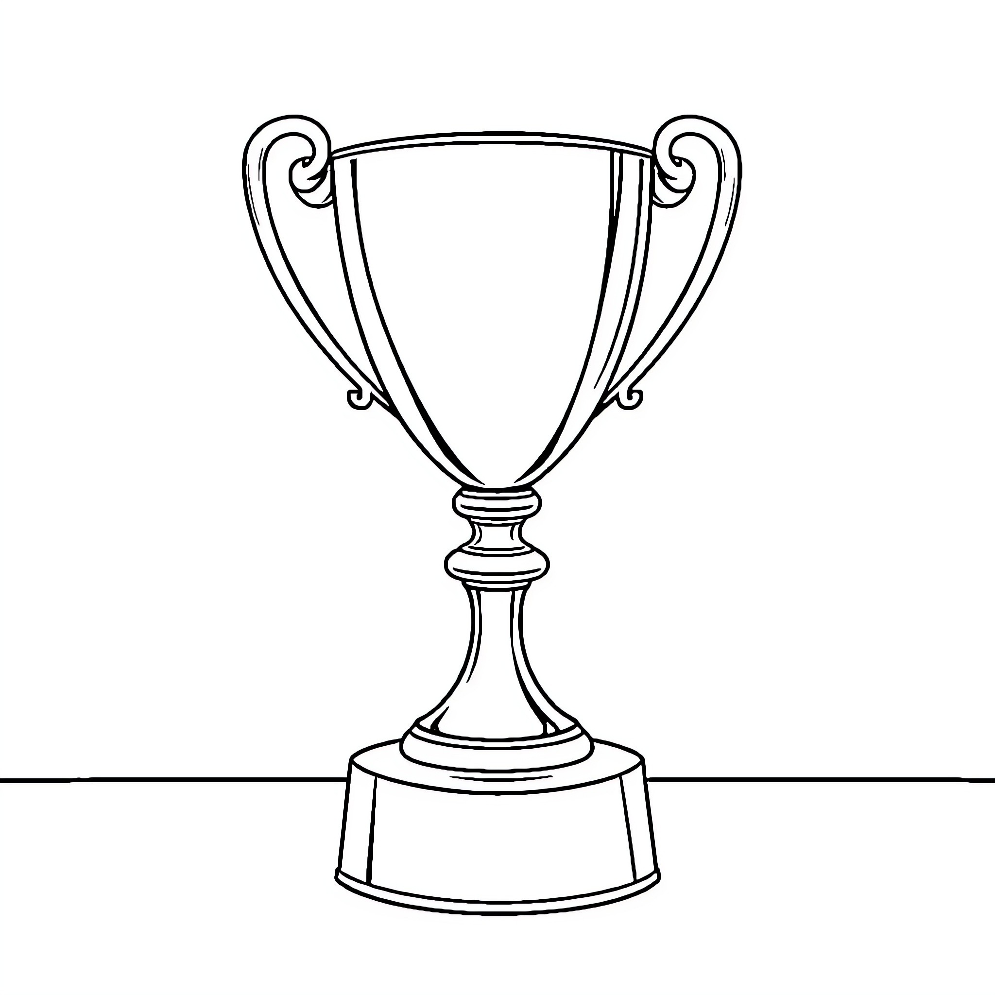 Trophy for Victorious Achievement Coloring Page (free black-and-white line drawing printable PDF for all, from beginners to advanced learners, including children, teens, adults, and seniors)