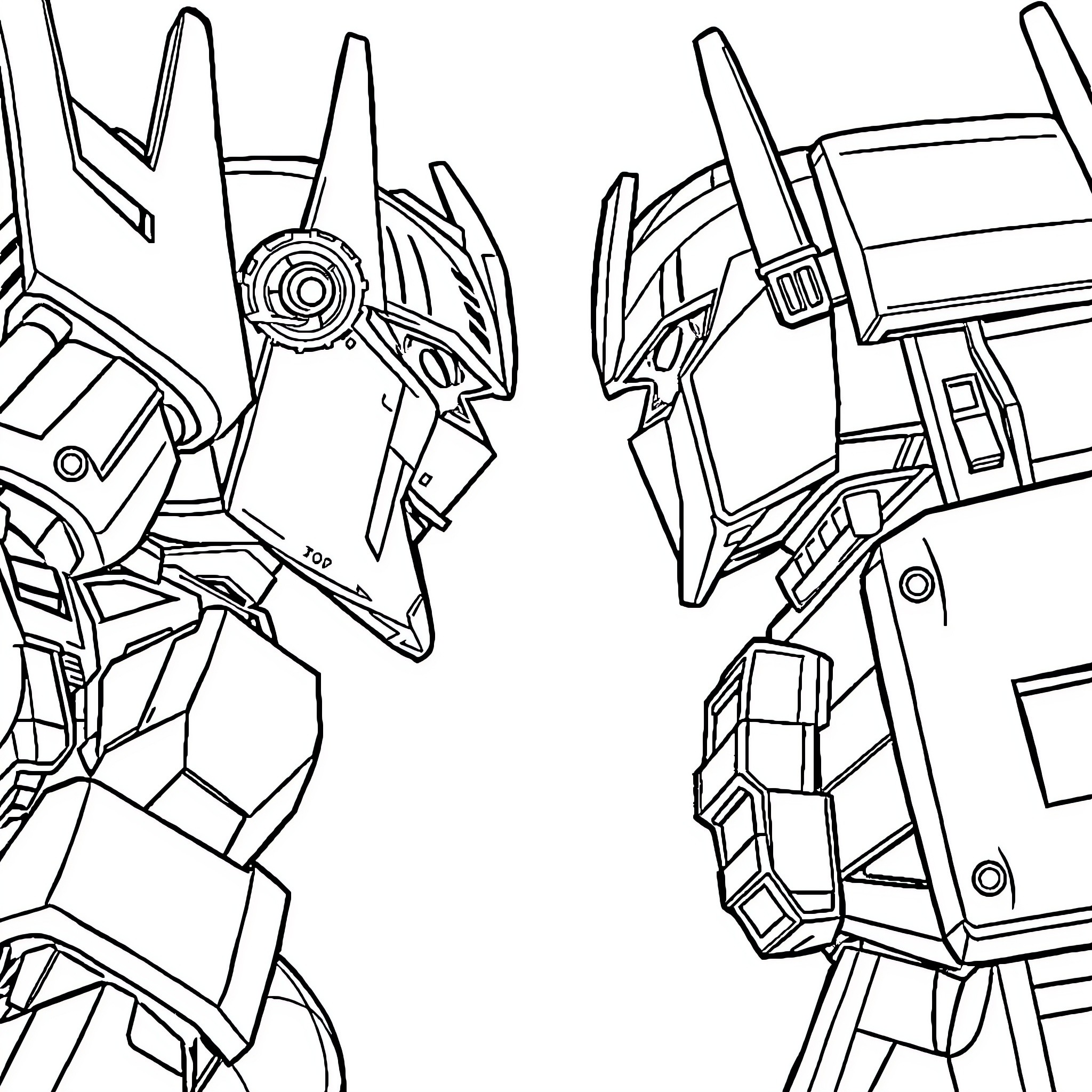 Megatron robots in combat stance Coloring Page (free black-and-white line drawing printable PDF for all, from beginners to advanced learners, including children, teens, adults, and seniors)