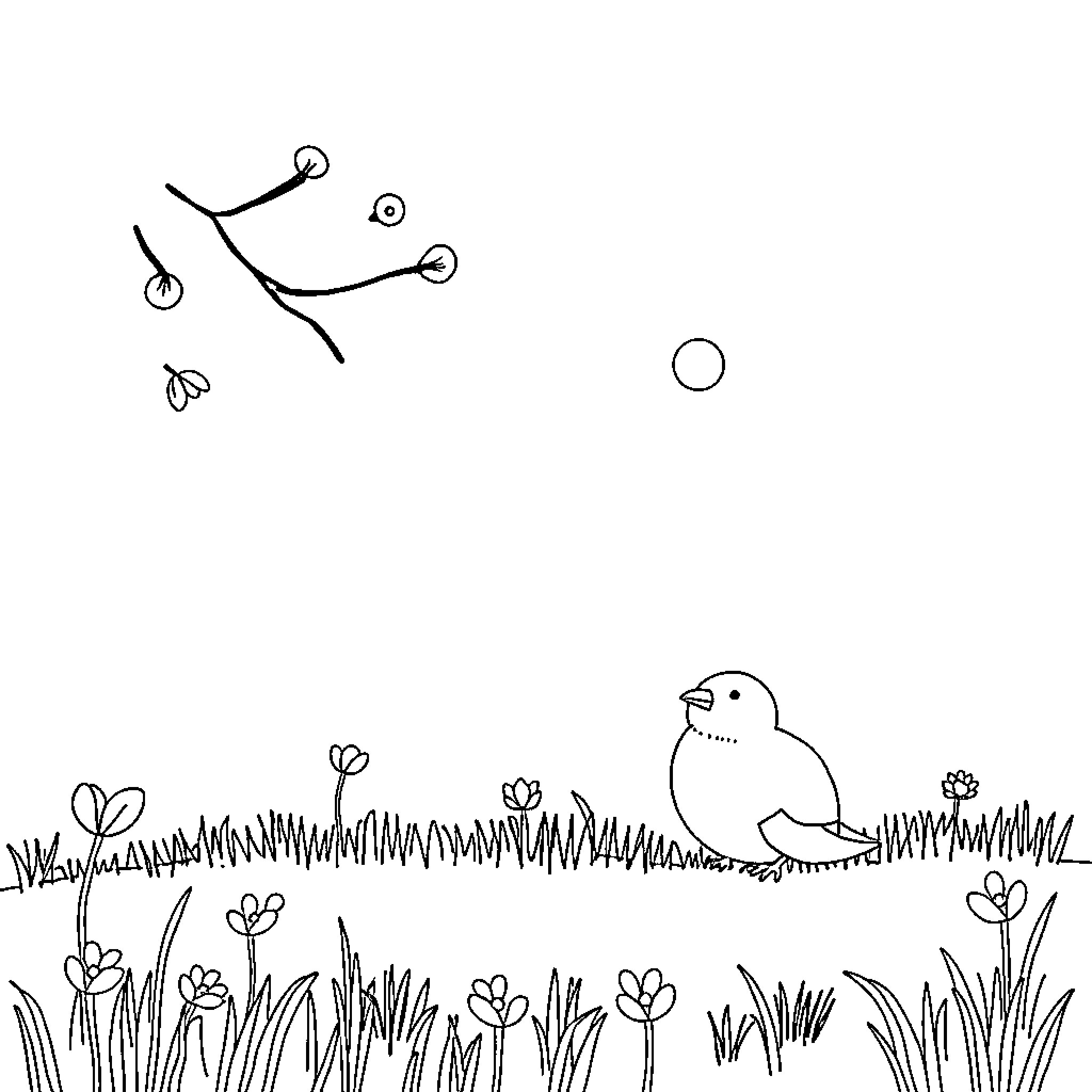 Day of Whimsical Sketches and Delicate Florals Coloring Page (free black-and-white line drawing printable PDF for all, from beginners to advanced learners, including children, teens, adults, and seniors)