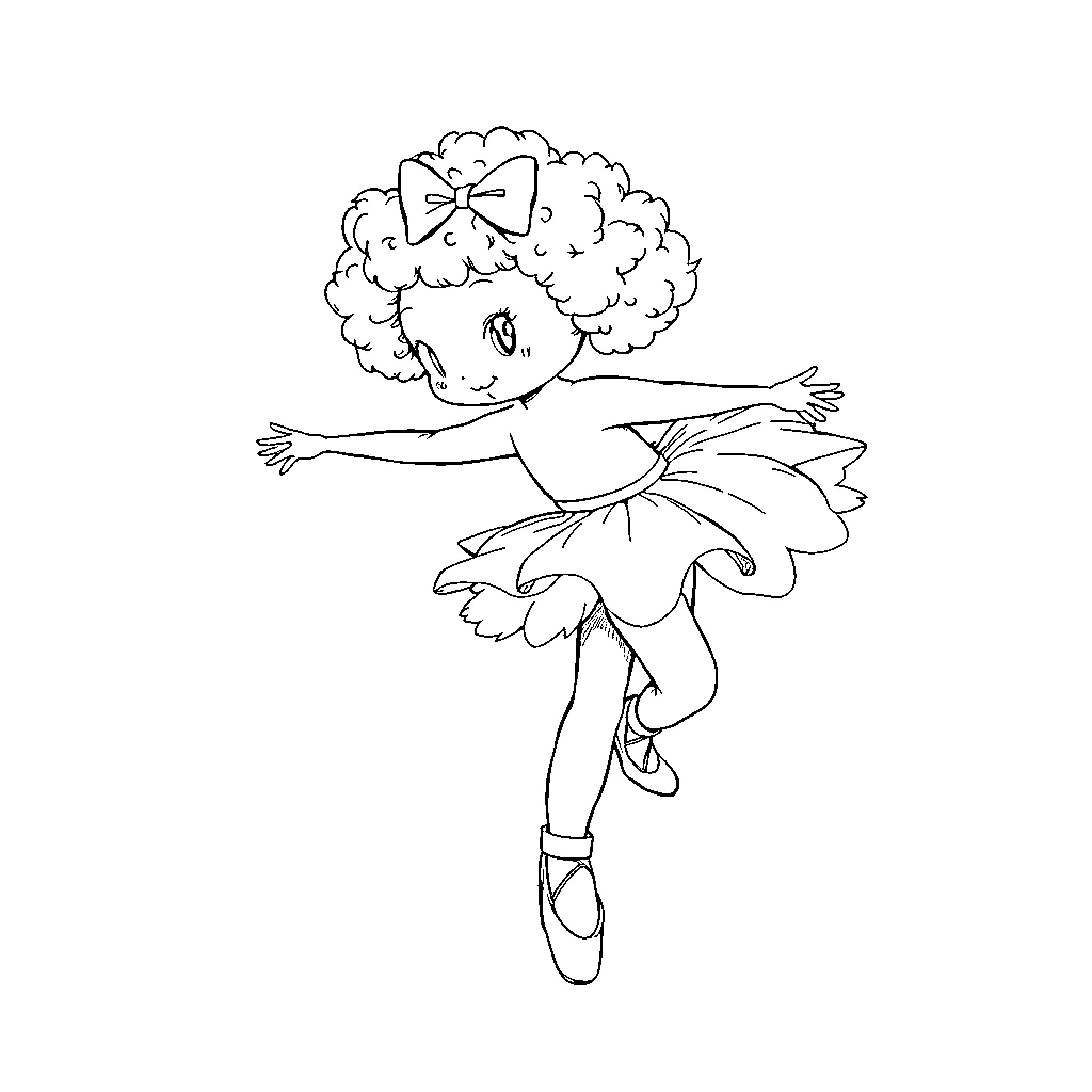 Labubu dancing gracefully in a tutu Coloring Page (free black-and-white line drawing printable PDF for all, from beginners to advanced learners, including children, teens, adults, and seniors)