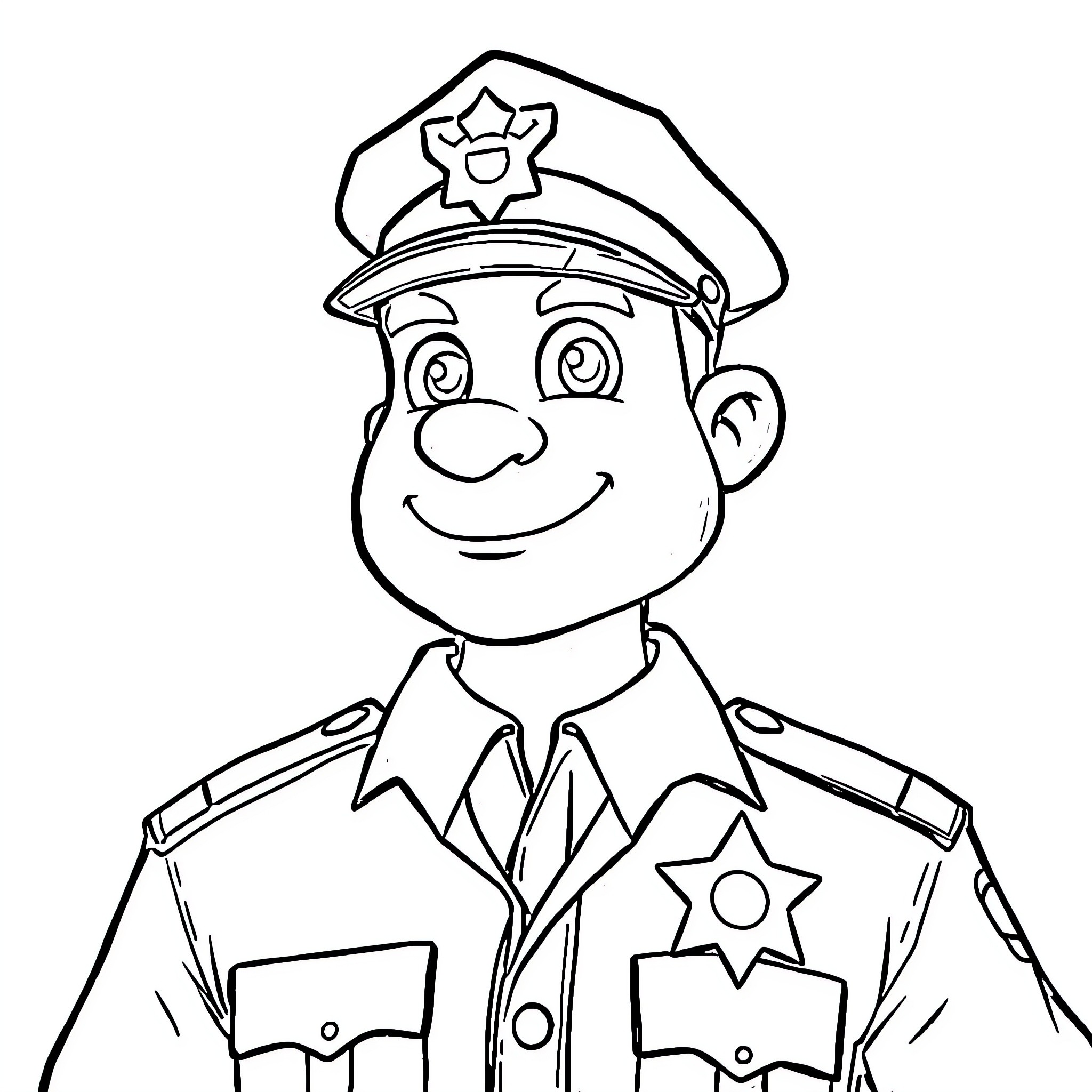 Bluey's police officer friend in uniform Coloring Page (free black-and-white line drawing printable PDF for all, from beginners to advanced learners, including children, teens, adults, and seniors)