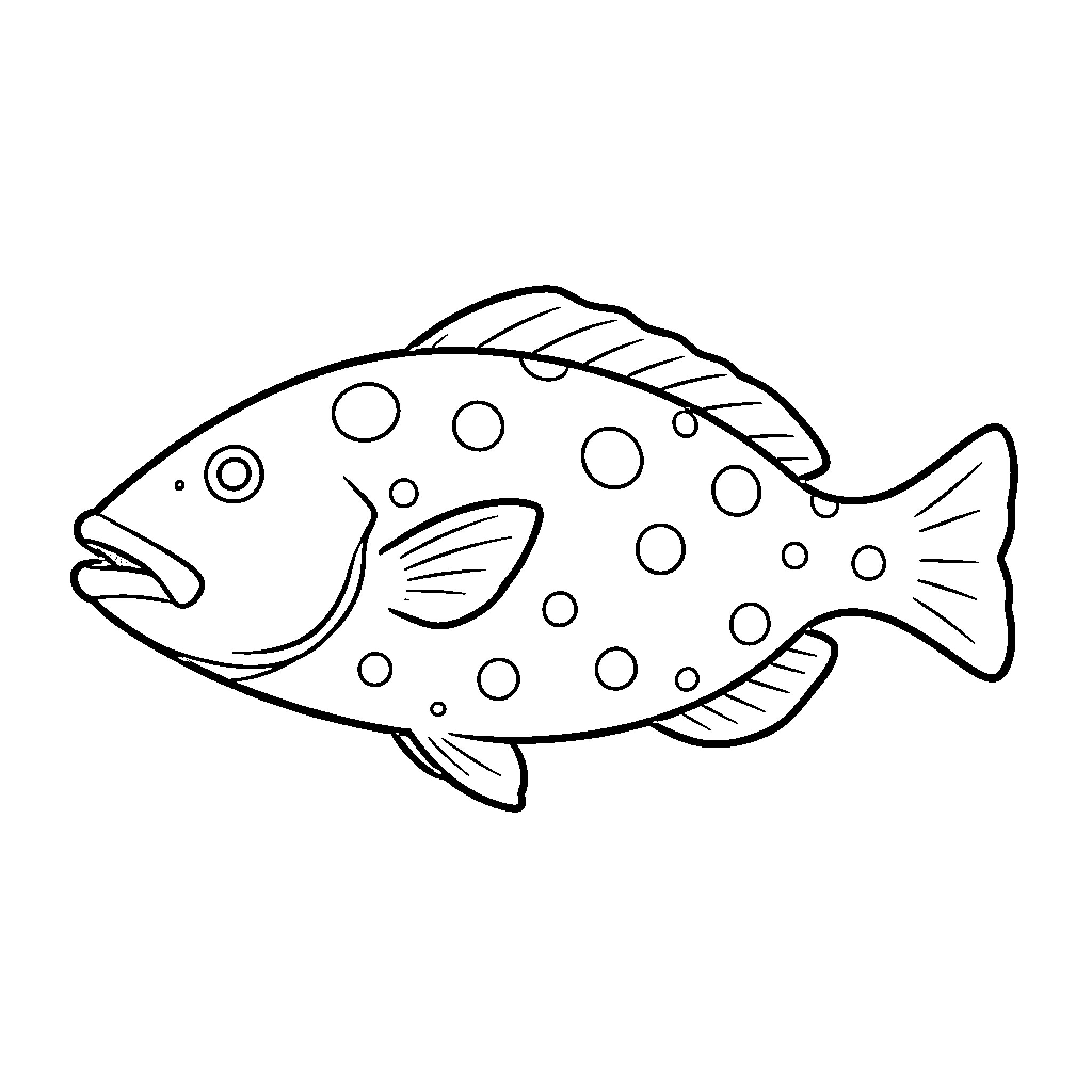 Fish swimming with dotted pattern Coloring Page (free black-and-white line drawing printable PDF for all, from beginners to advanced learners, including children, teens, adults, and seniors)