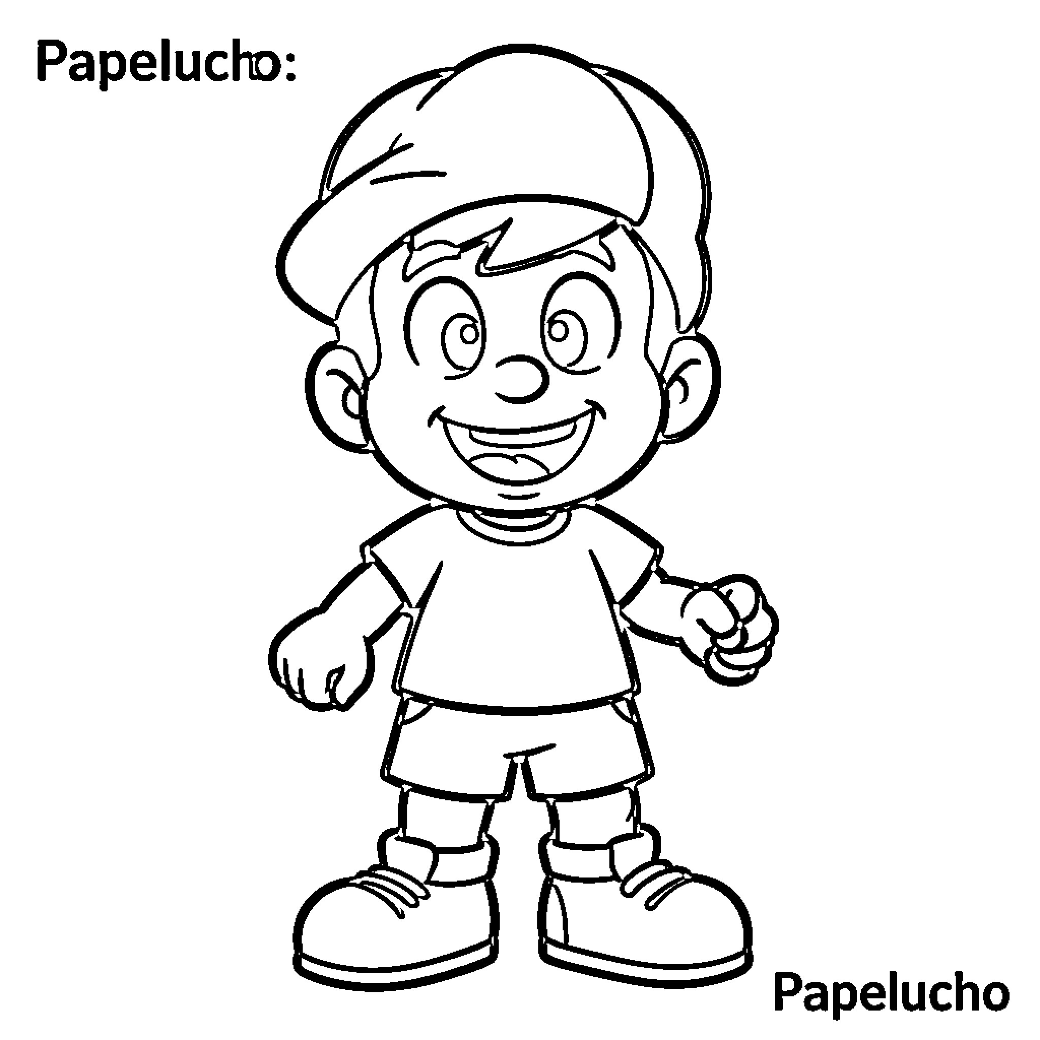 Papelucho: A smiling boy in casual outfit Coloring Page (free black-and-white line drawing printable PDF for all, from beginners to advanced learners, including children, teens, adults, and seniors)