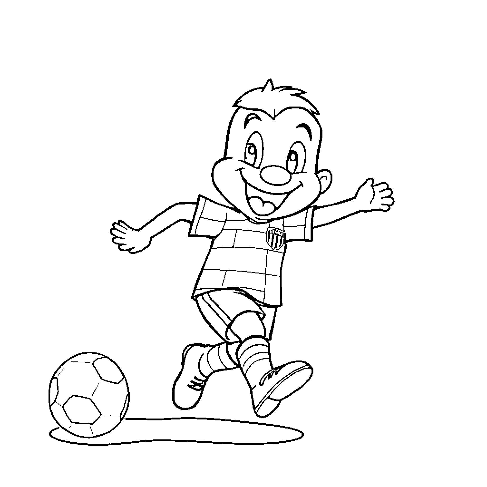 Bluey playing joyfully with soccer ball Coloring Page (free black-and-white line drawing printable PDF for all, from beginners to advanced learners, including children, teens, adults, and seniors)