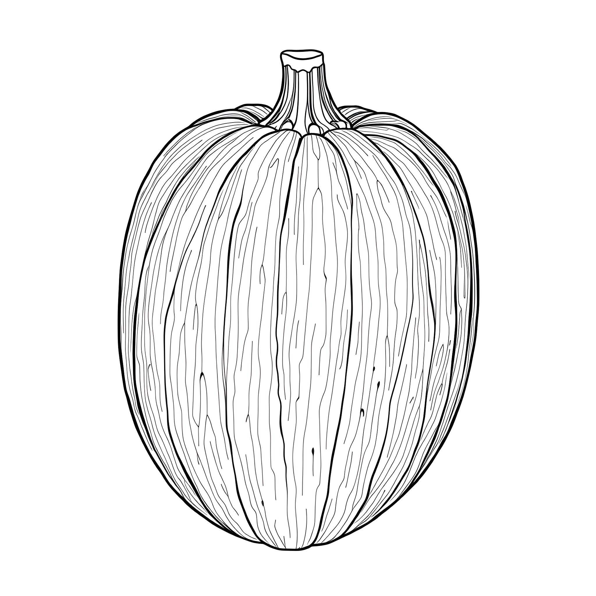 Praecitrullus Fistulosus: A Pumpkin in Monochrome Coloring Page (free black-and-white line drawing printable PDF for all, from beginners to advanced learners, including children, teens, adults, and seniors)